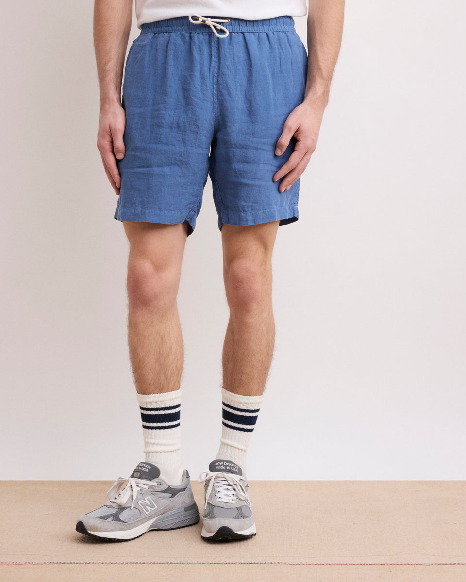 Short largo de lino denim azul para hombre - Image alternative