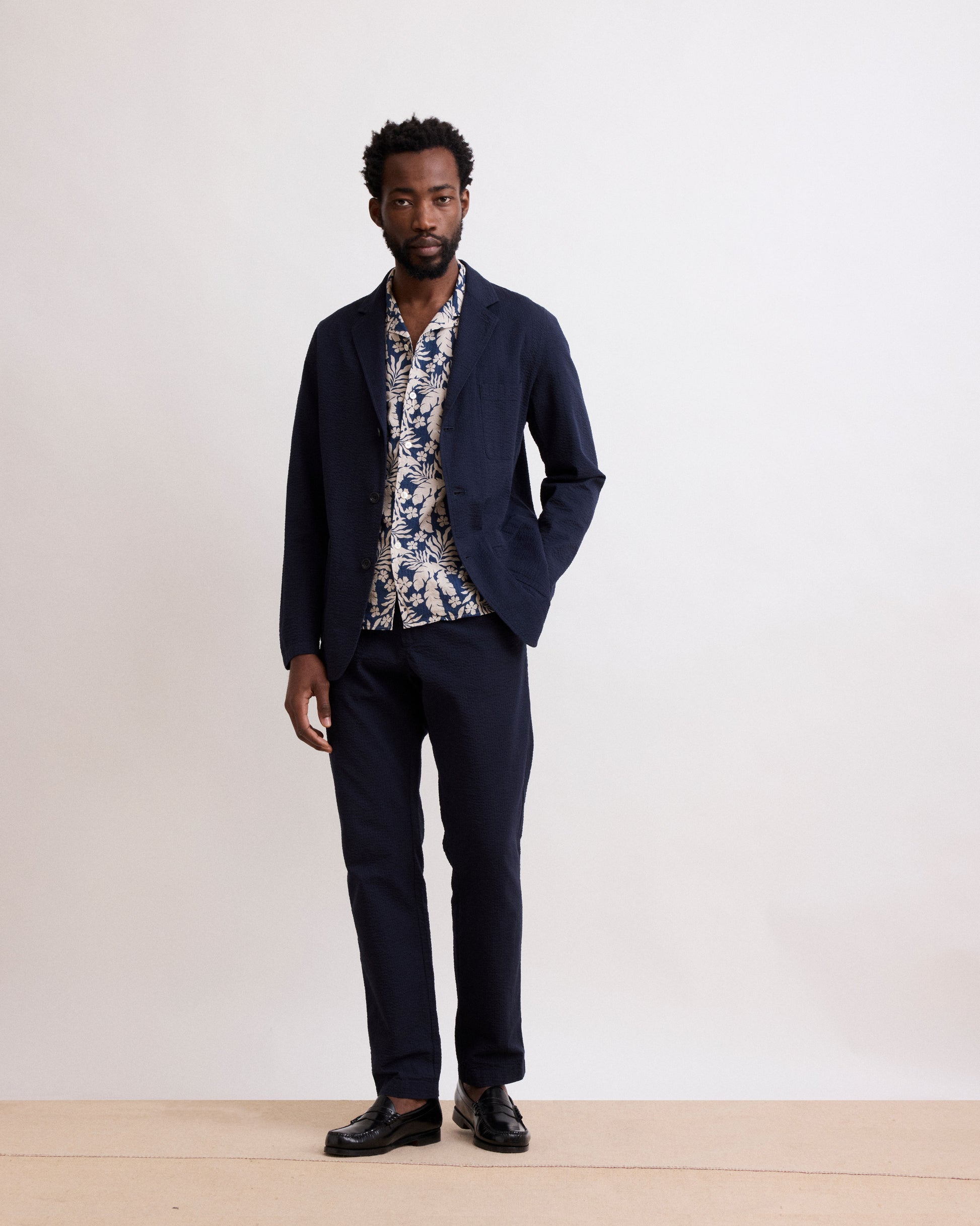 Veste Homme en Seersucker Bleu Marine Jobby