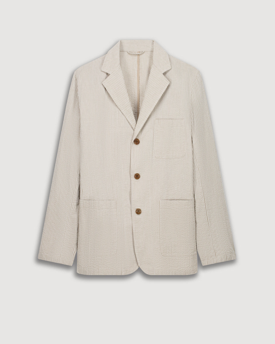 Jobby Men's Beige Seersucker Jacket - Image 3