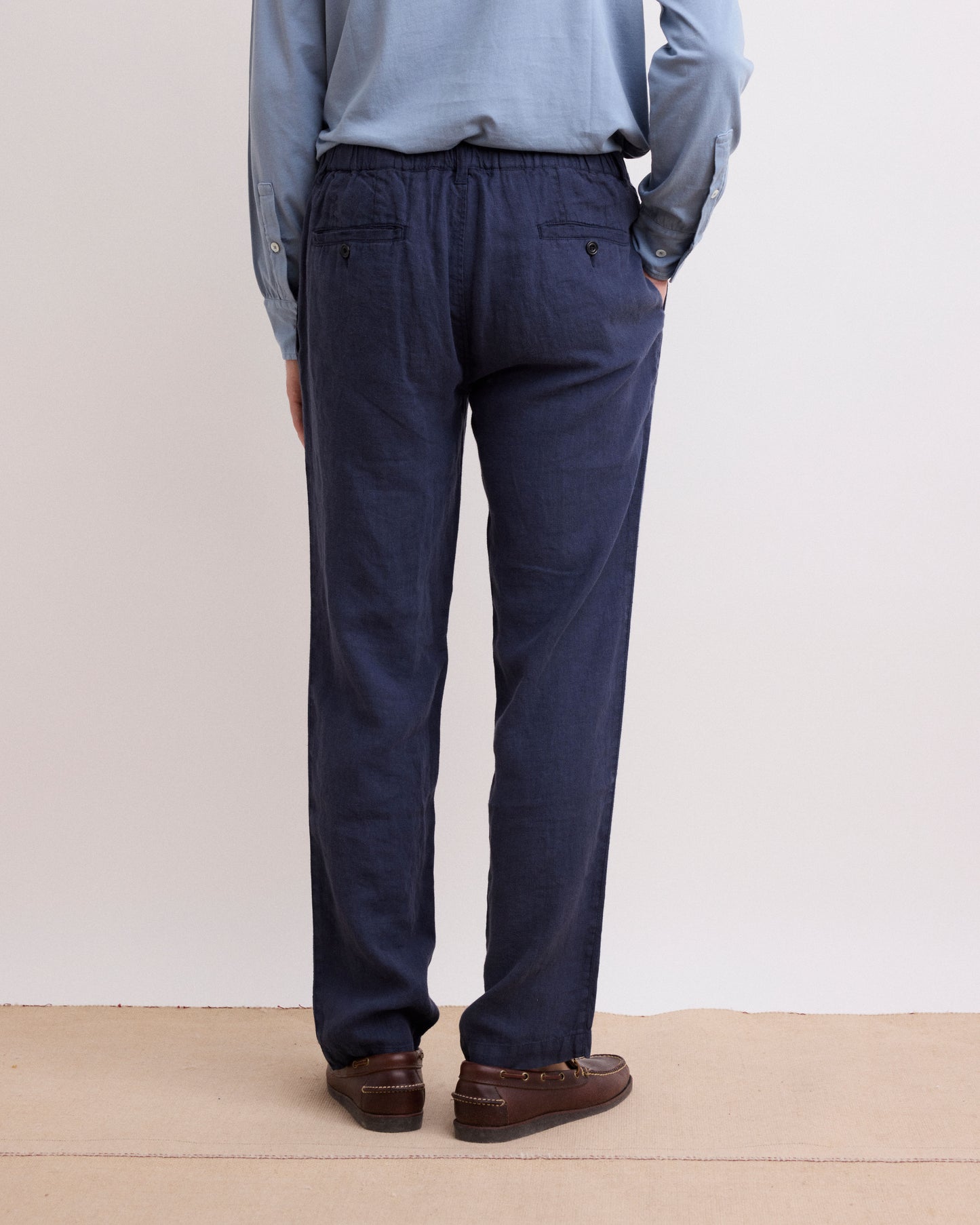 Pantaloni da uomo in lino blu navy Tanker