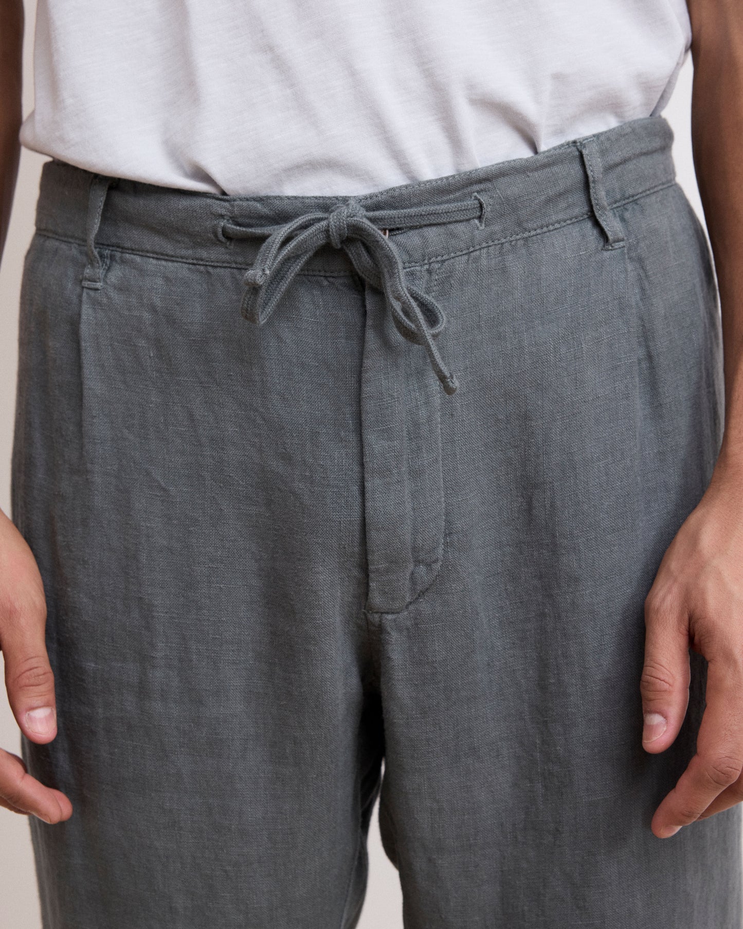 Pantaloni da uomo in lino verde eucalipto Tanker