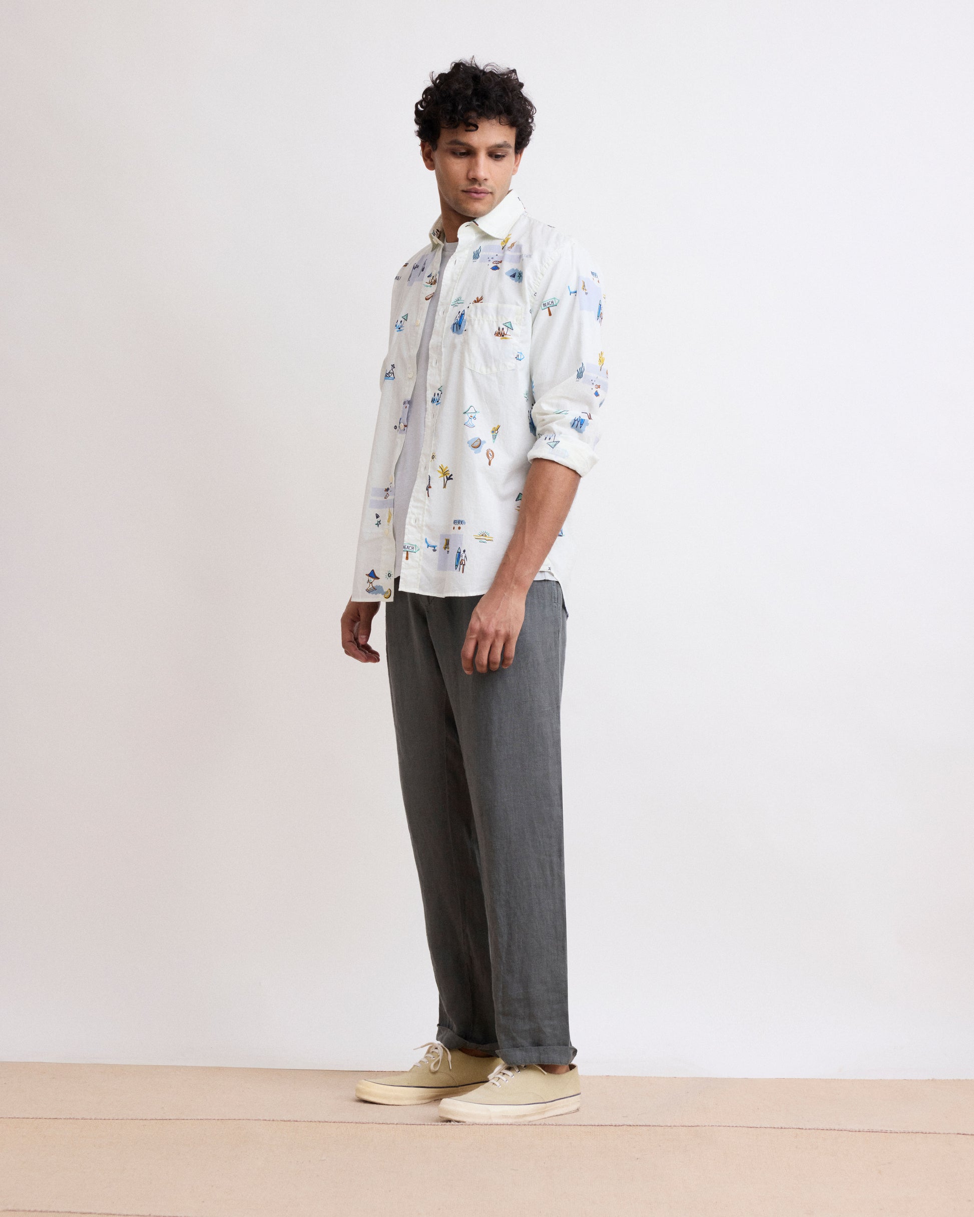 Pantaloni da uomo in lino verde eucalipto Tanker