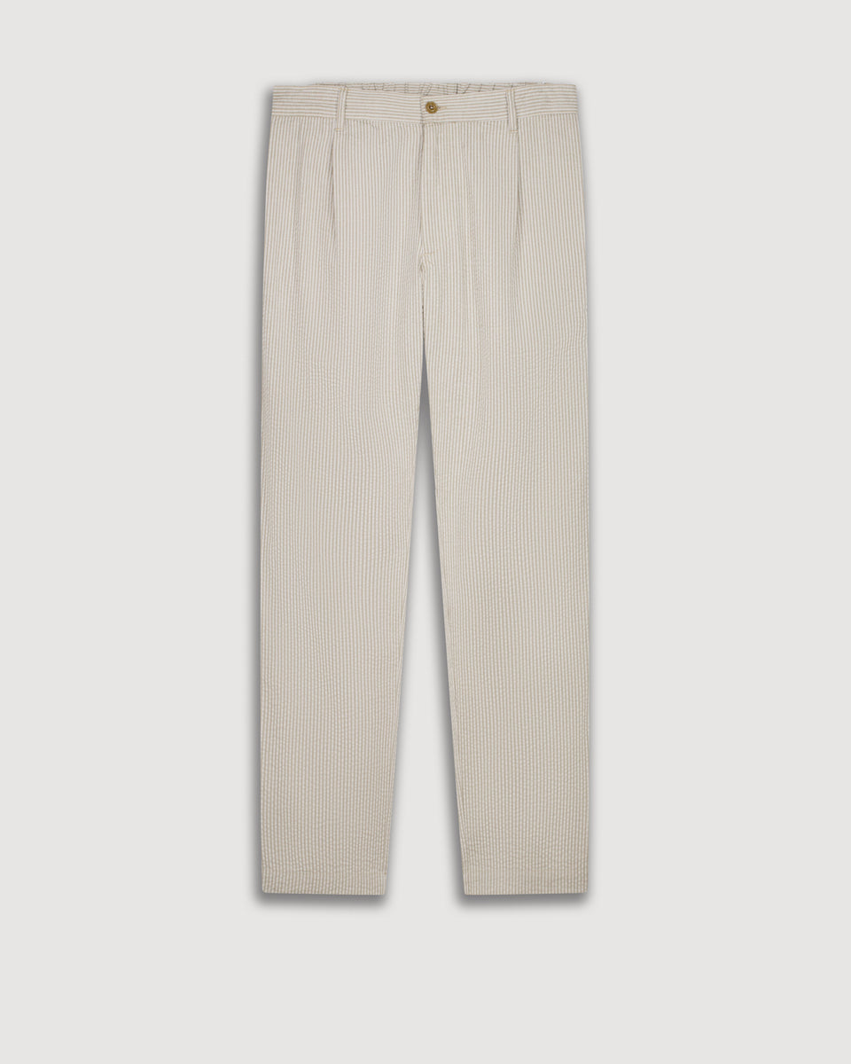 Tanker Men's Beige Seersucker Pants - Image 3
