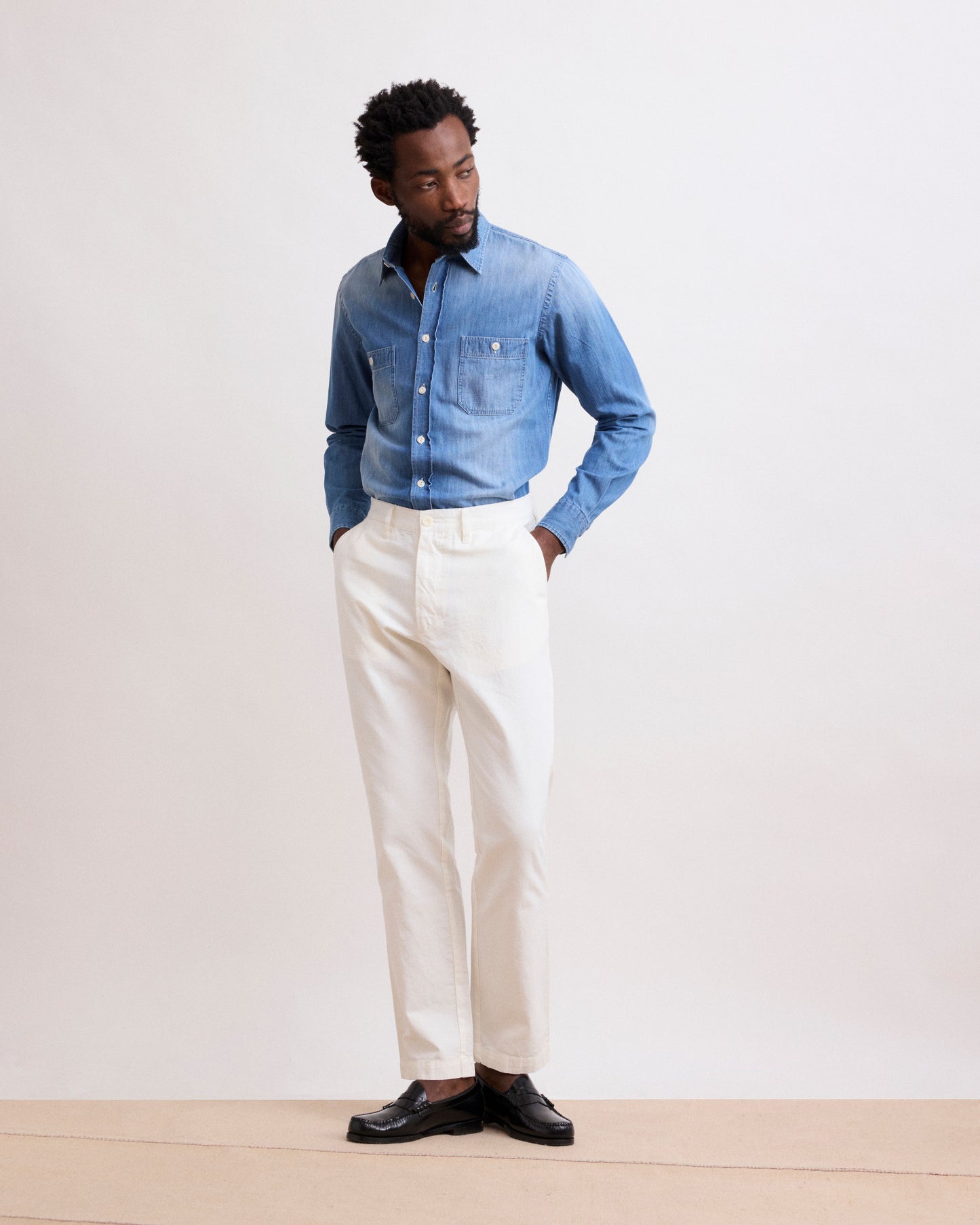 Pantaloni da uomo in cotone e lino bianco Tyron