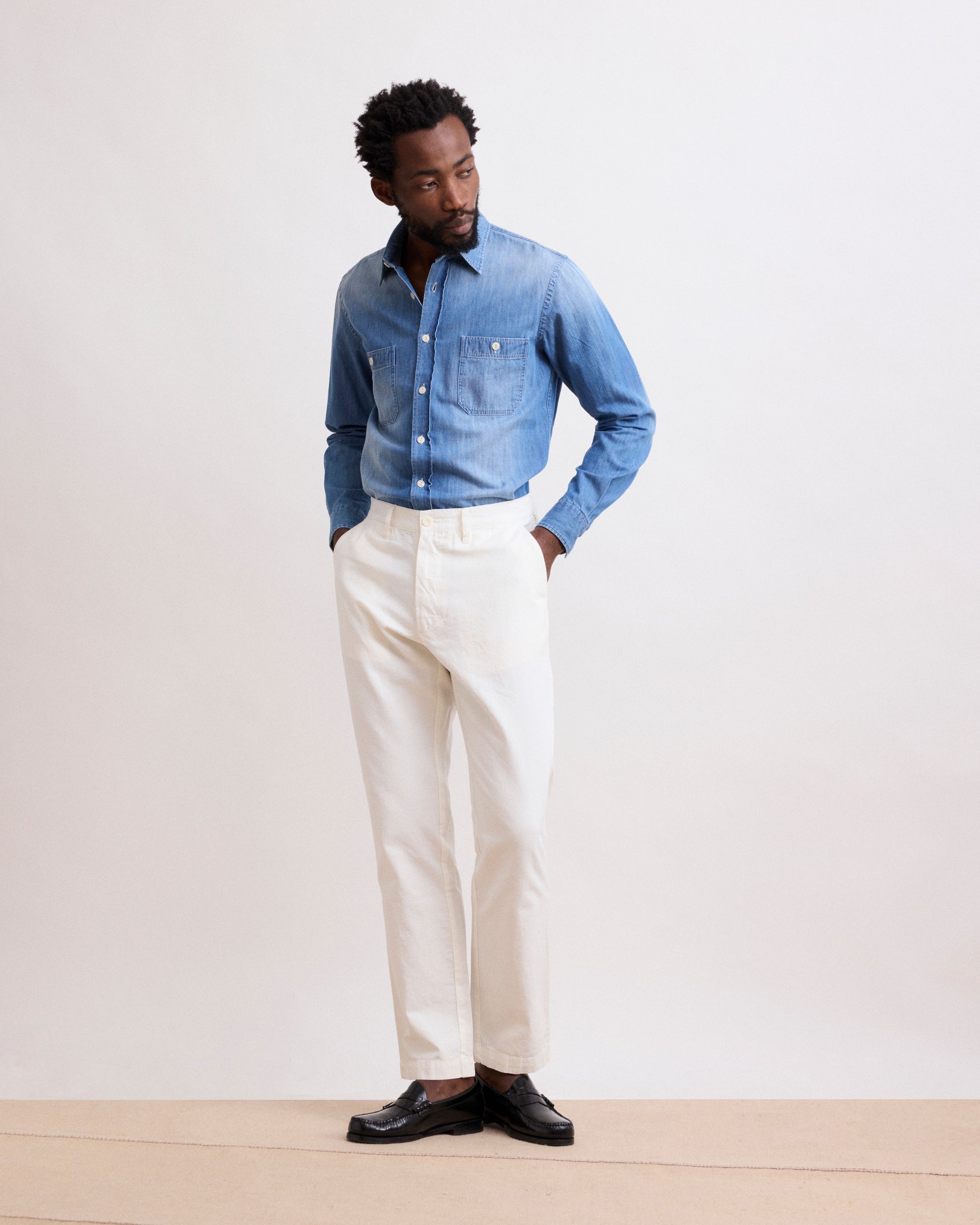 Pantaloni da uomo in cotone e lino bianco Tyron