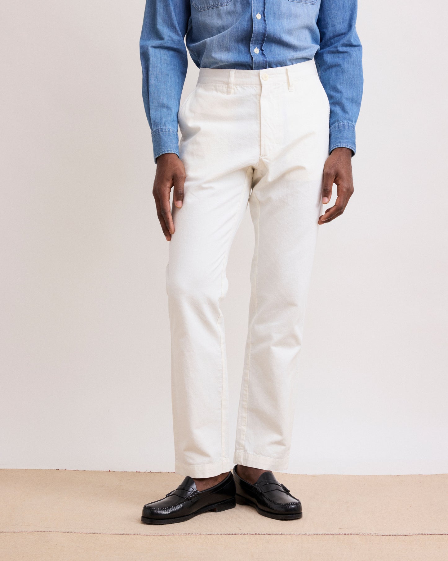 Pantaloni da uomo in cotone e lino bianco Tyron