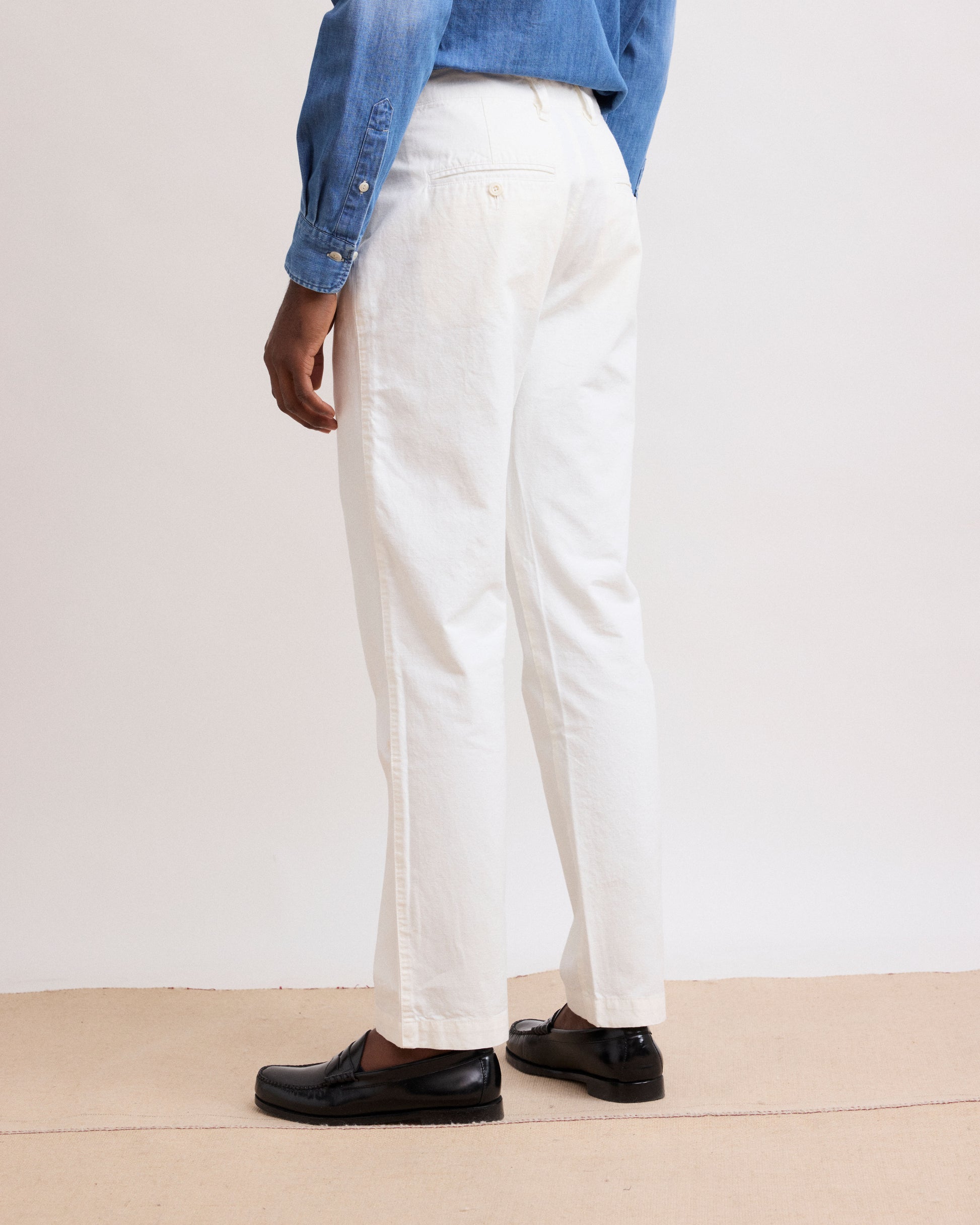 Pantaloni da uomo in cotone e lino bianco Tyron