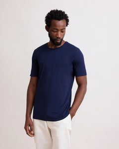 Heren T-shirt van lichtgewicht katoenen jersey, marineblauw Light Crew