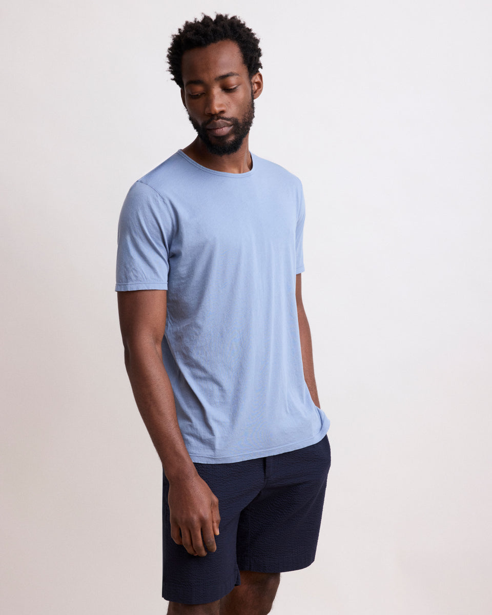 Maglietta da uomo in Jersey di cotone leggero blu chiaro Crew - Image alternative