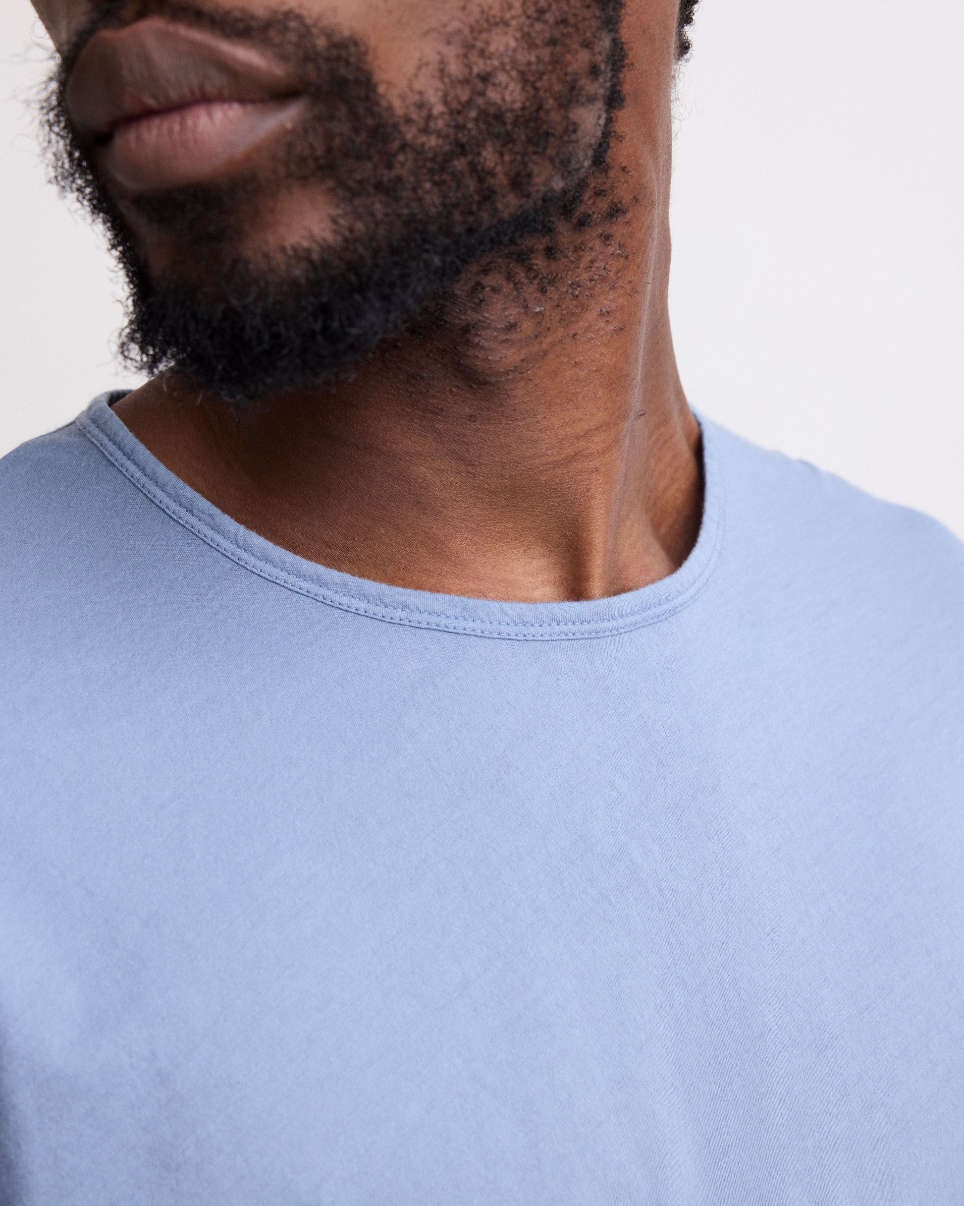 Maglietta da uomo in Jersey Di Cotone Leggero blu chiaro Crew