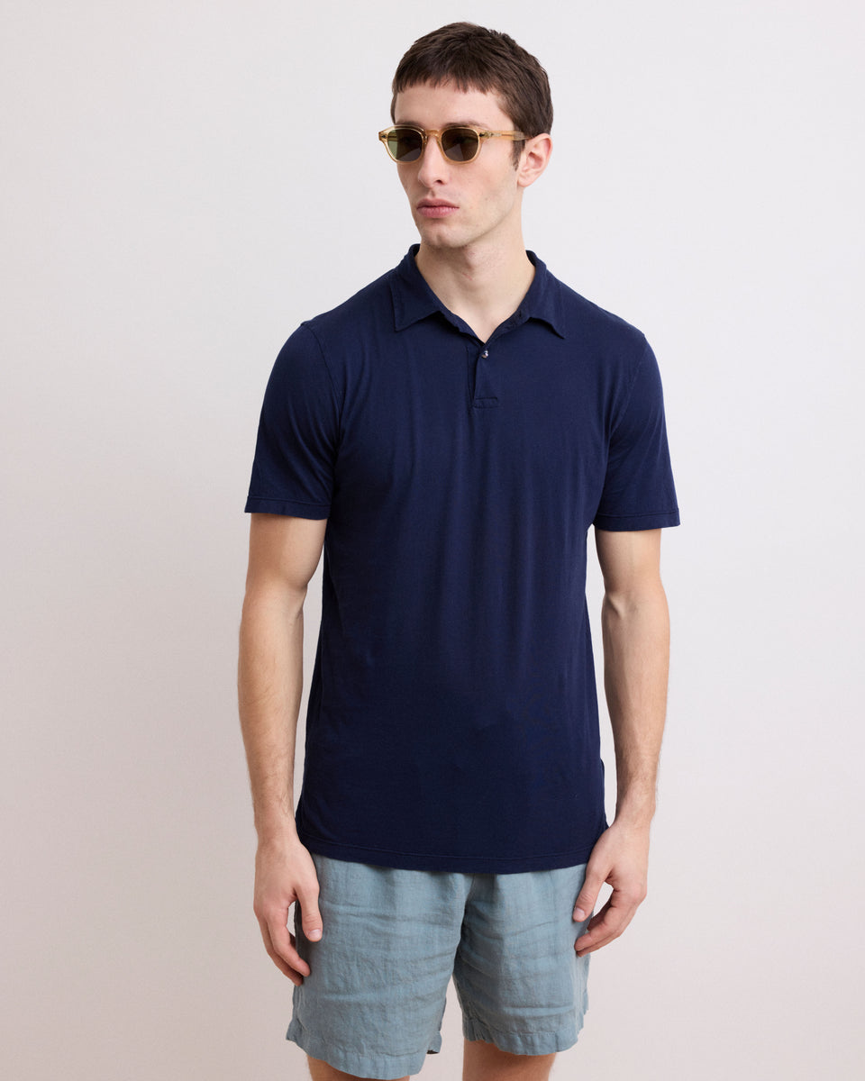 Polo ligero de algodón para hombre Polo ligero azul marino - Image principale