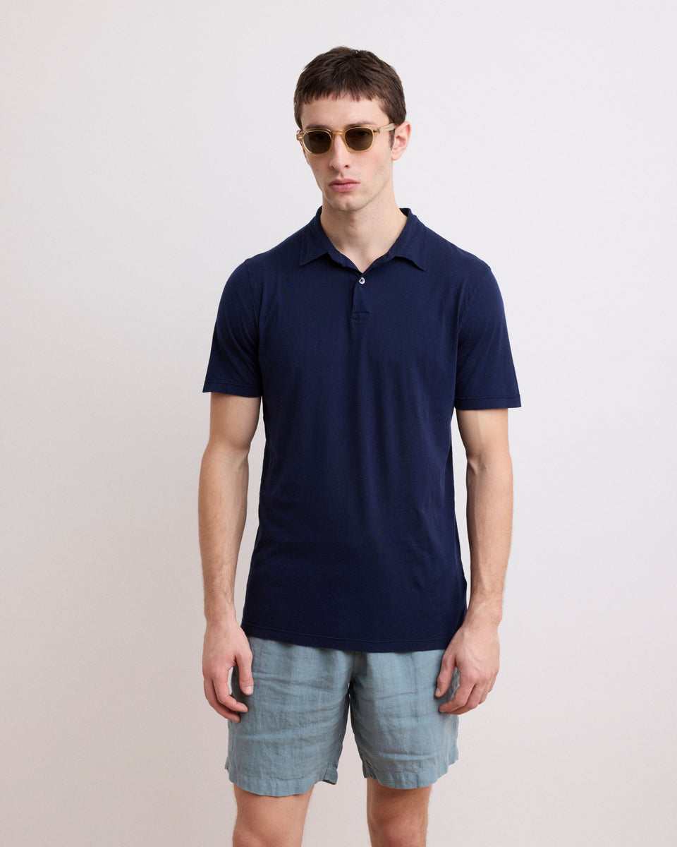 Polo ligero de algodón para hombre Polo ligero azul marino - Image alternative