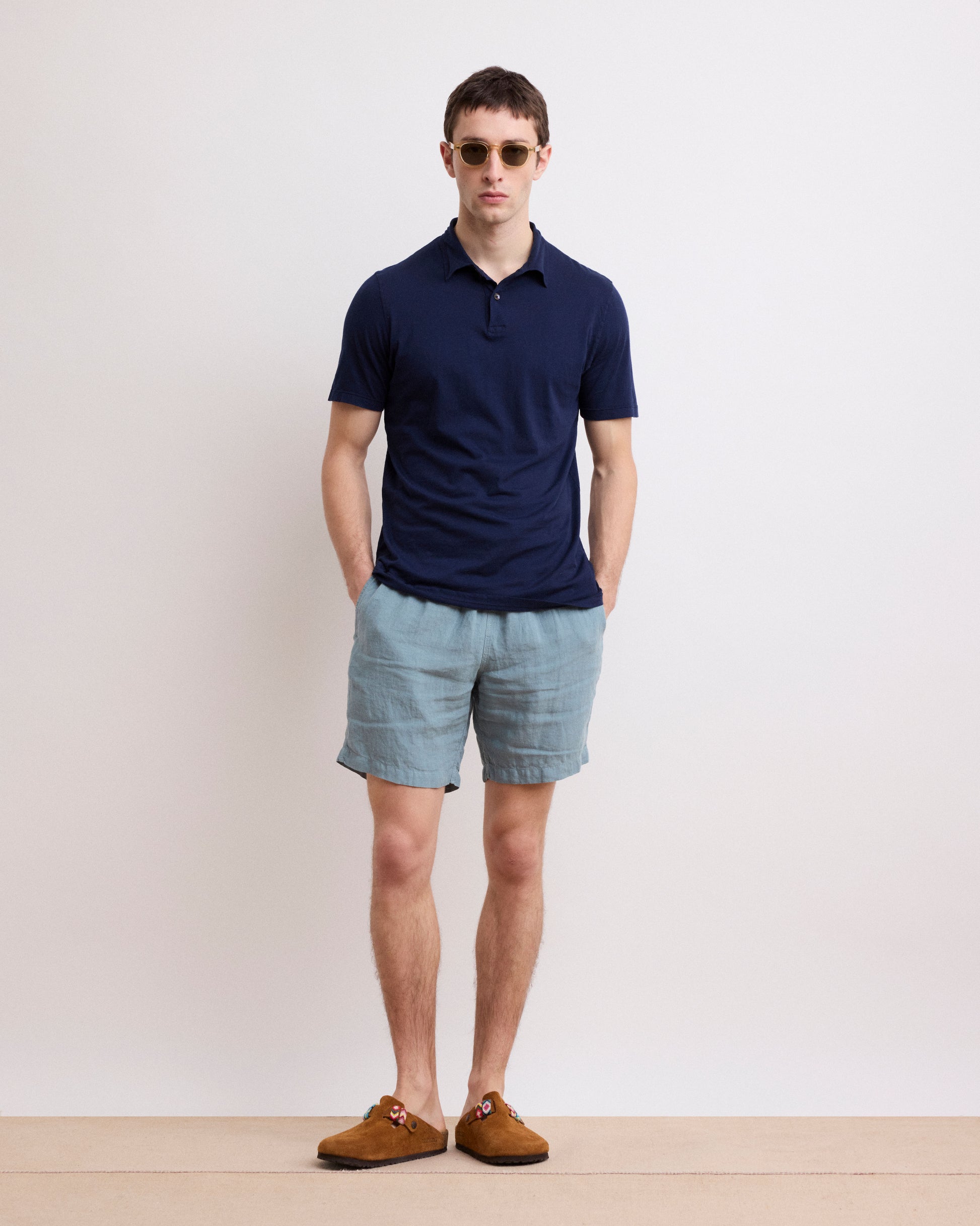 Polo Homme en Jersey De Coton Léger Bleu Marine Light Polo