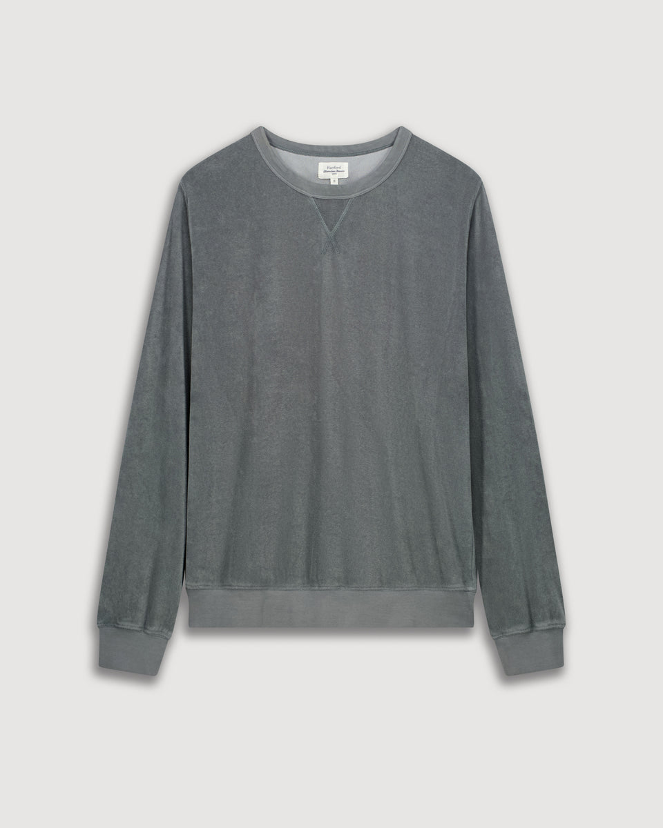 Sudadera de felpa de algodón verde oliva para hombre - Image 3