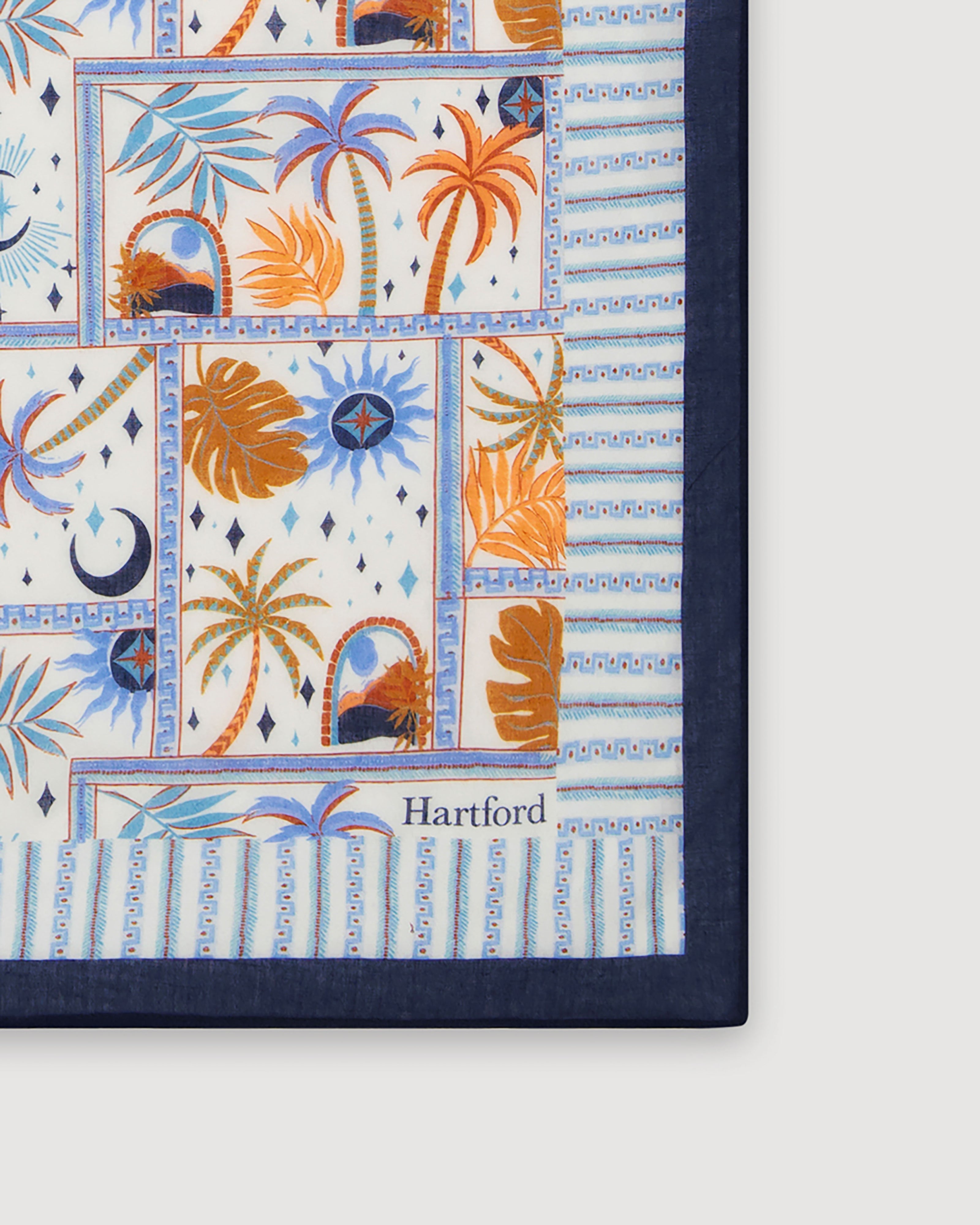 Bandana Femme en Voile de Coton Ecru & Bleu Moon
