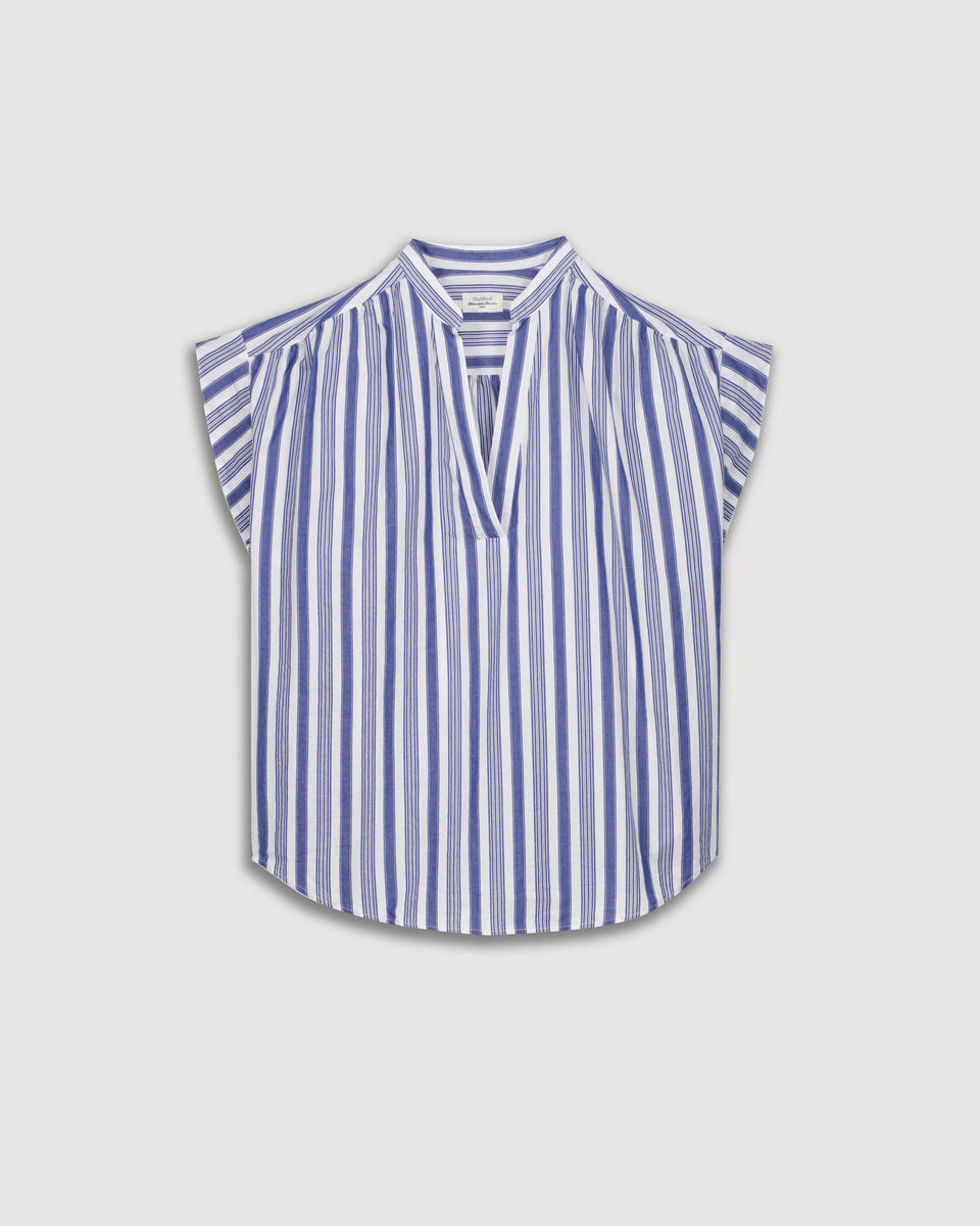 Casta Women's Blue & White Striped Cotton Voile Top  - Image 3