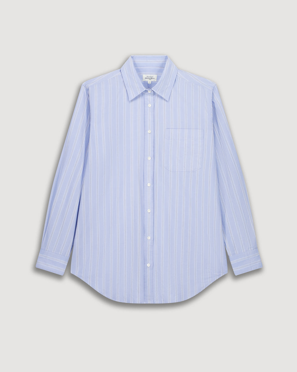 Cover Women's Blue & White Striped Cotton Voile Shirt - Image 3