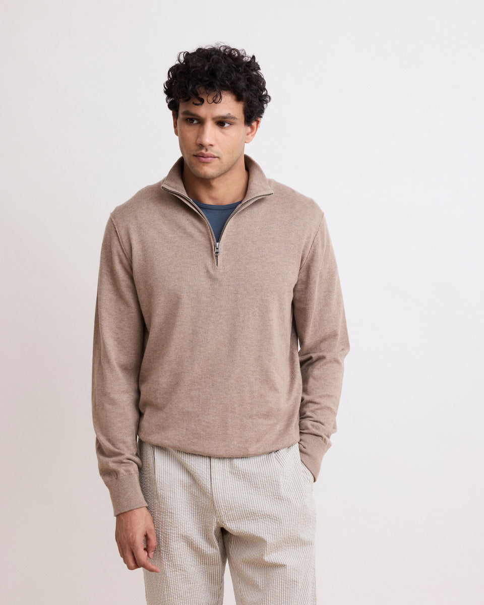 Jersey Trucker Beige Hombre de algodón Supima y Cachemira - Image alternative