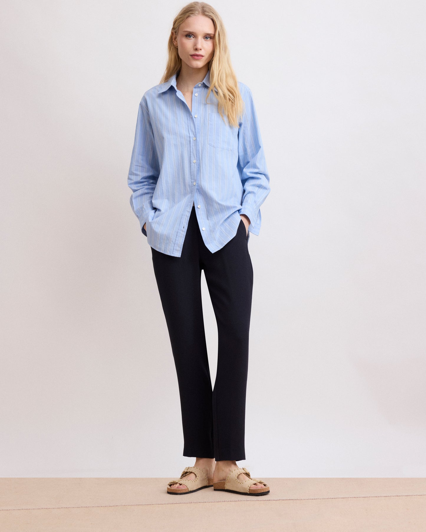 Broek voor dames van crêpe in marineblauw Pirouette