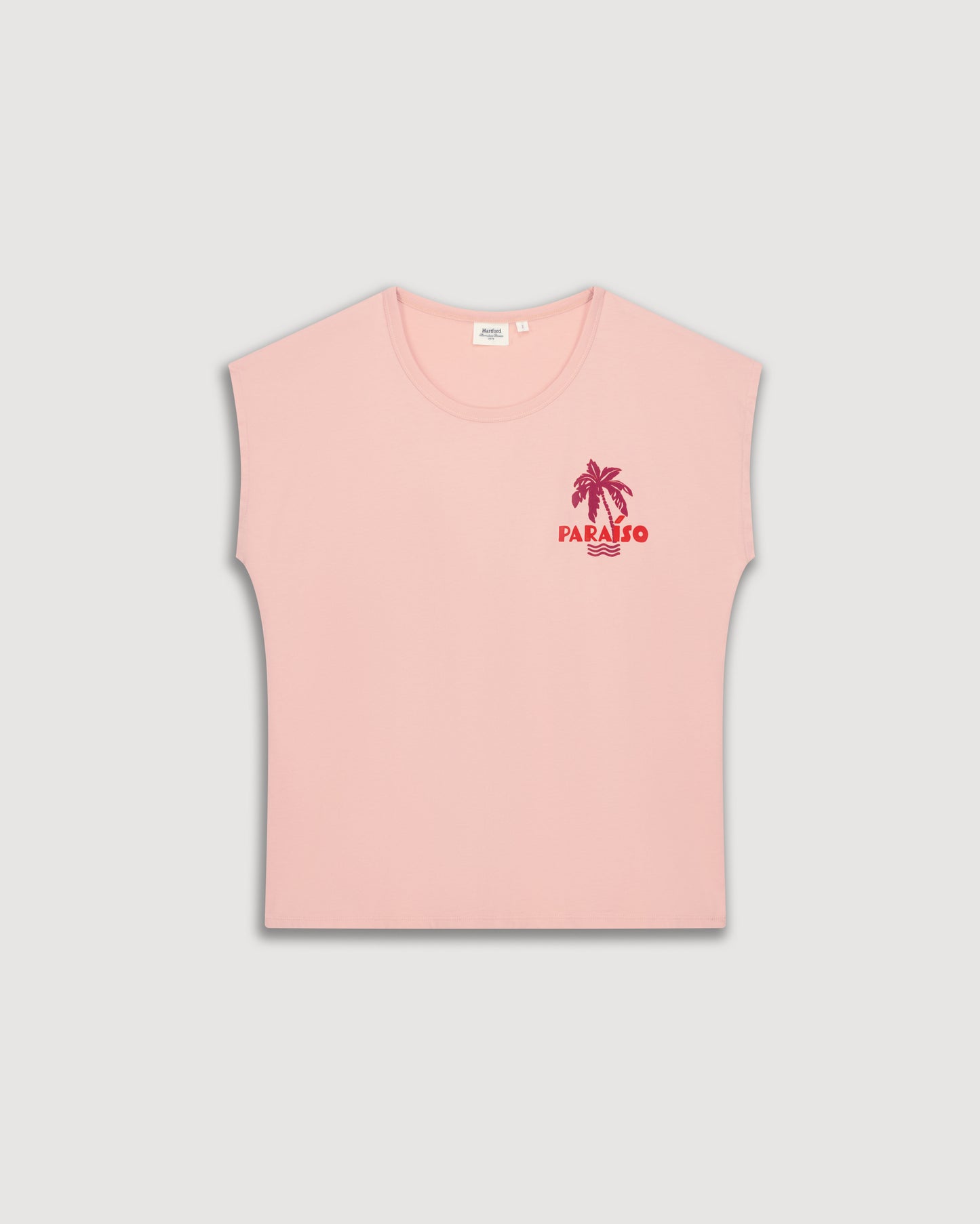 Teraiso dames-T-shirt van bedrukt katoen met perzikprint