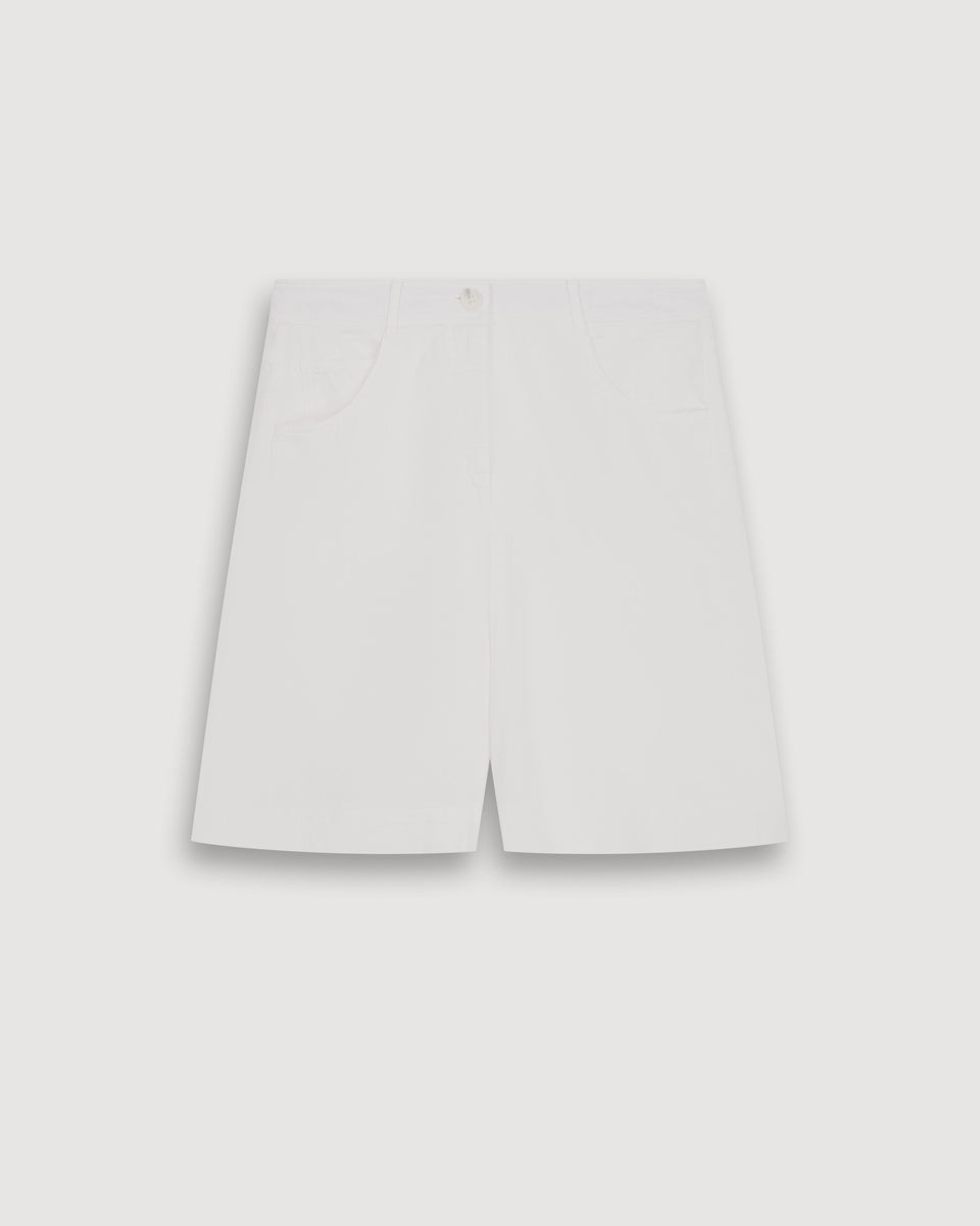Sacha Women's White Cotton Twill Bermuda Shorts - Image 3