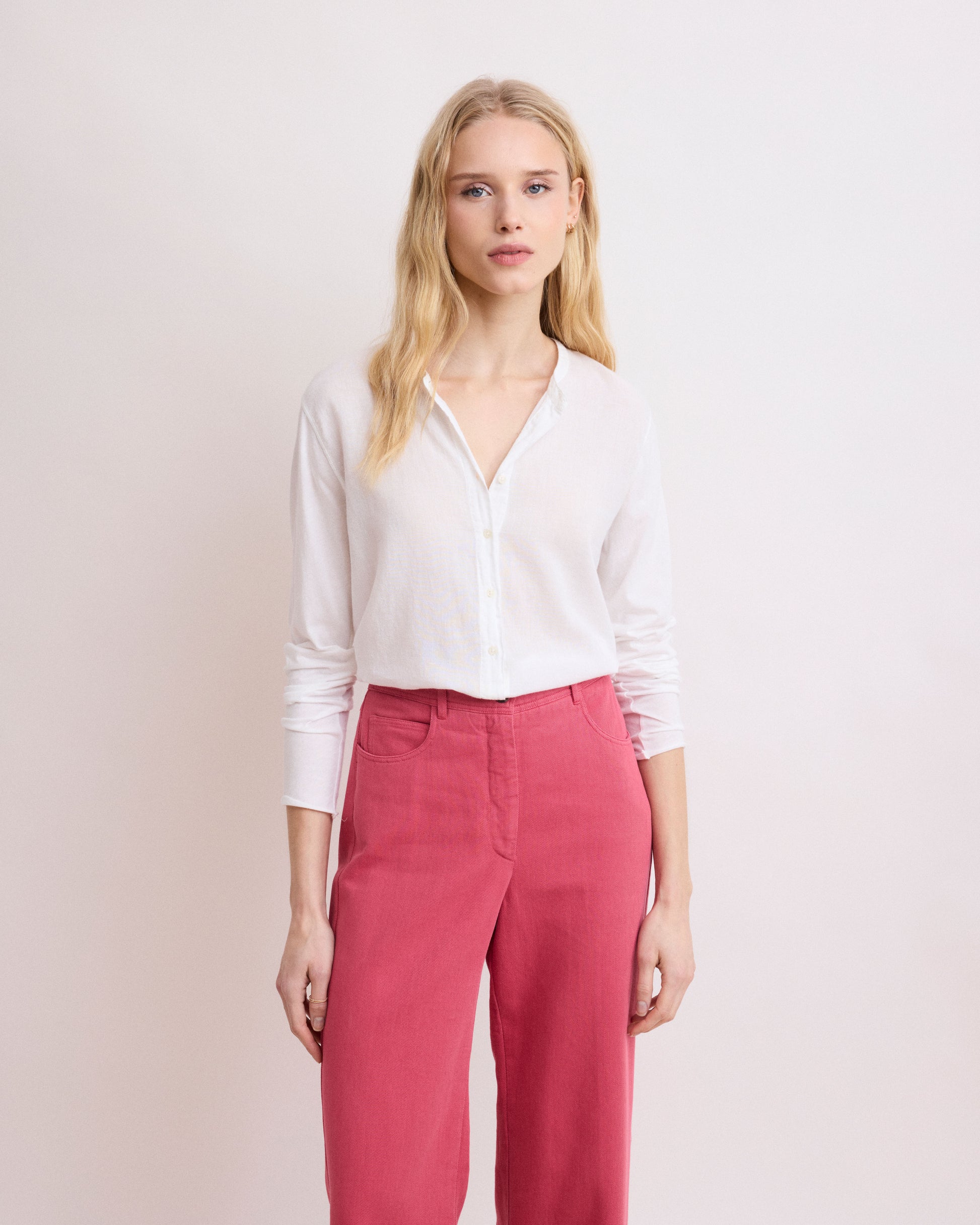 Camicia da donna in Cotone Bi-Materiale bianco Taha