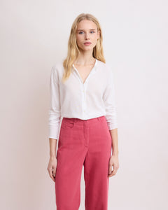 Camicia da donna in Cotone Bi-Materiale bianco Taha