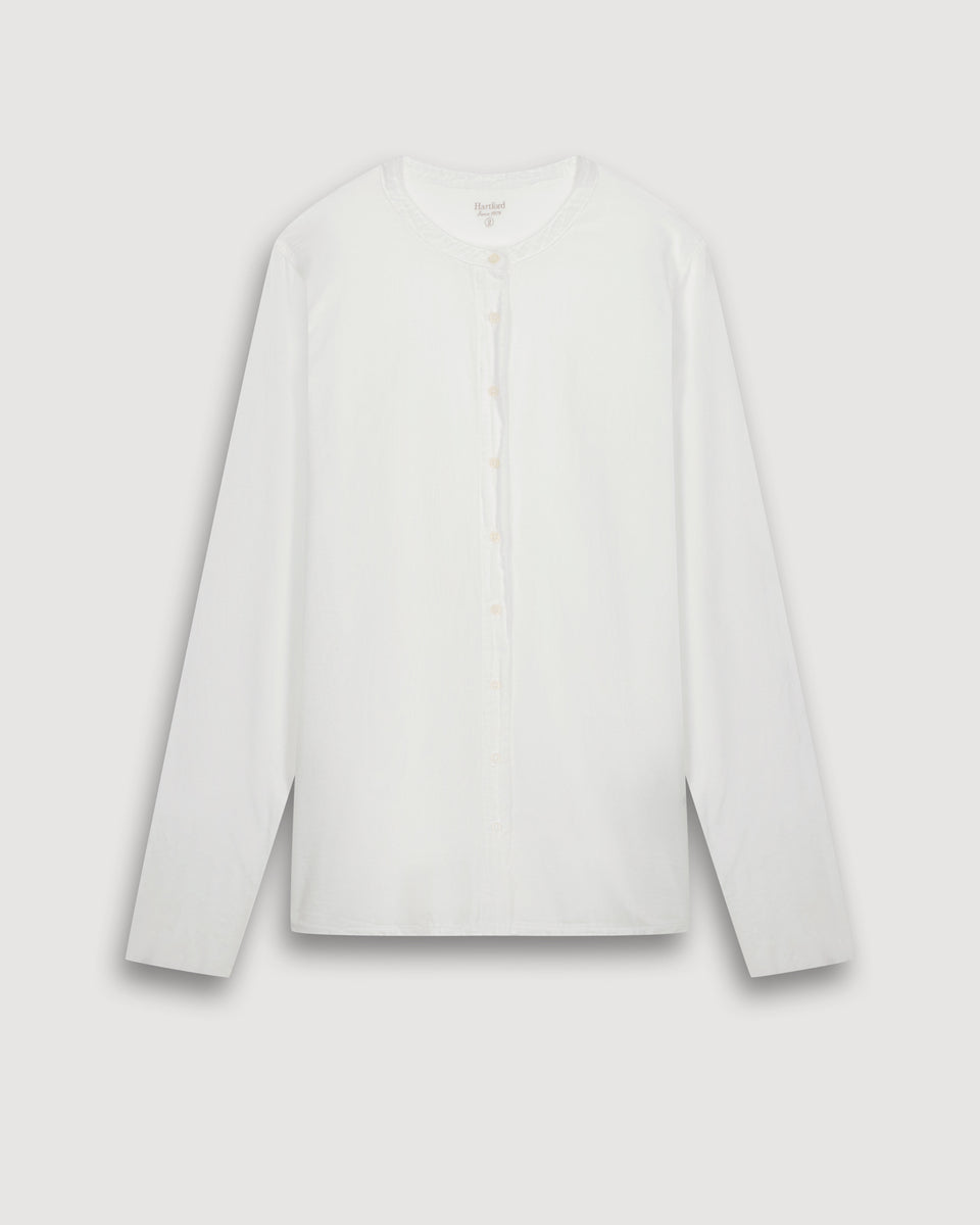Chemise Femme en Coton Bi-Matière Blanc Taha - Image 3