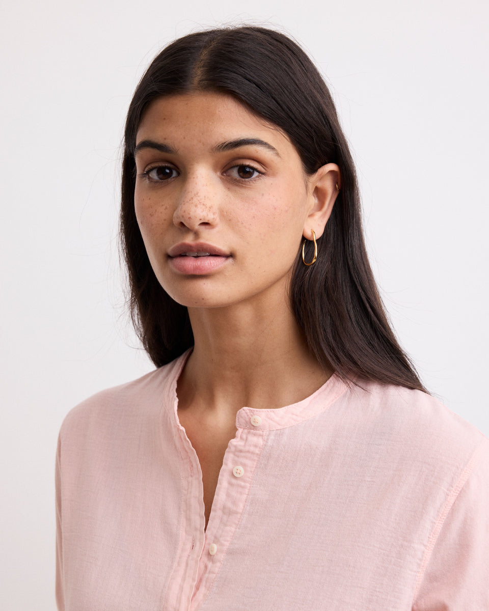 Chemise Femme en Coton Bi-Matière Rose Taha - Image 3