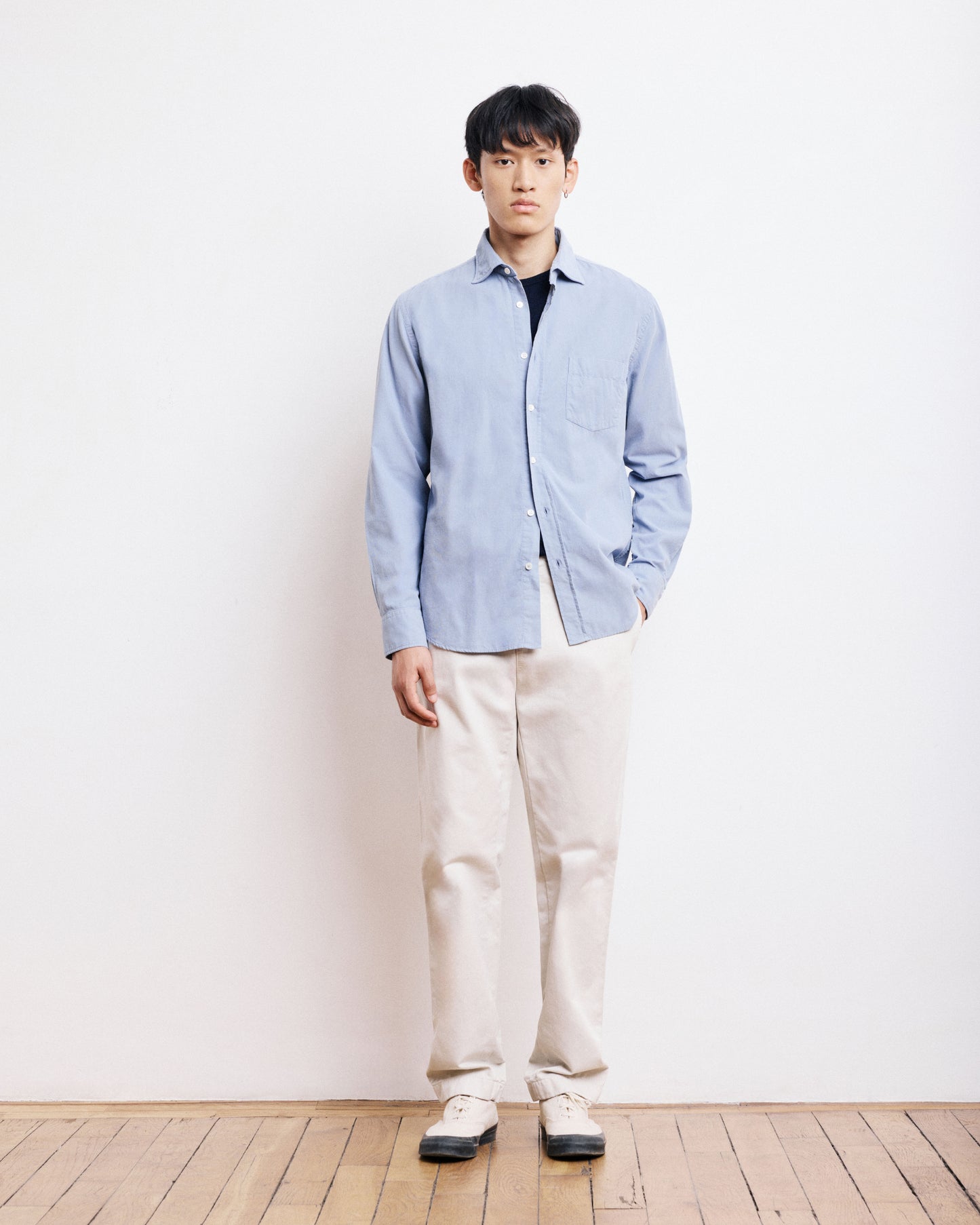 Chemise Homme en Velours Côtelé Bleu Paul