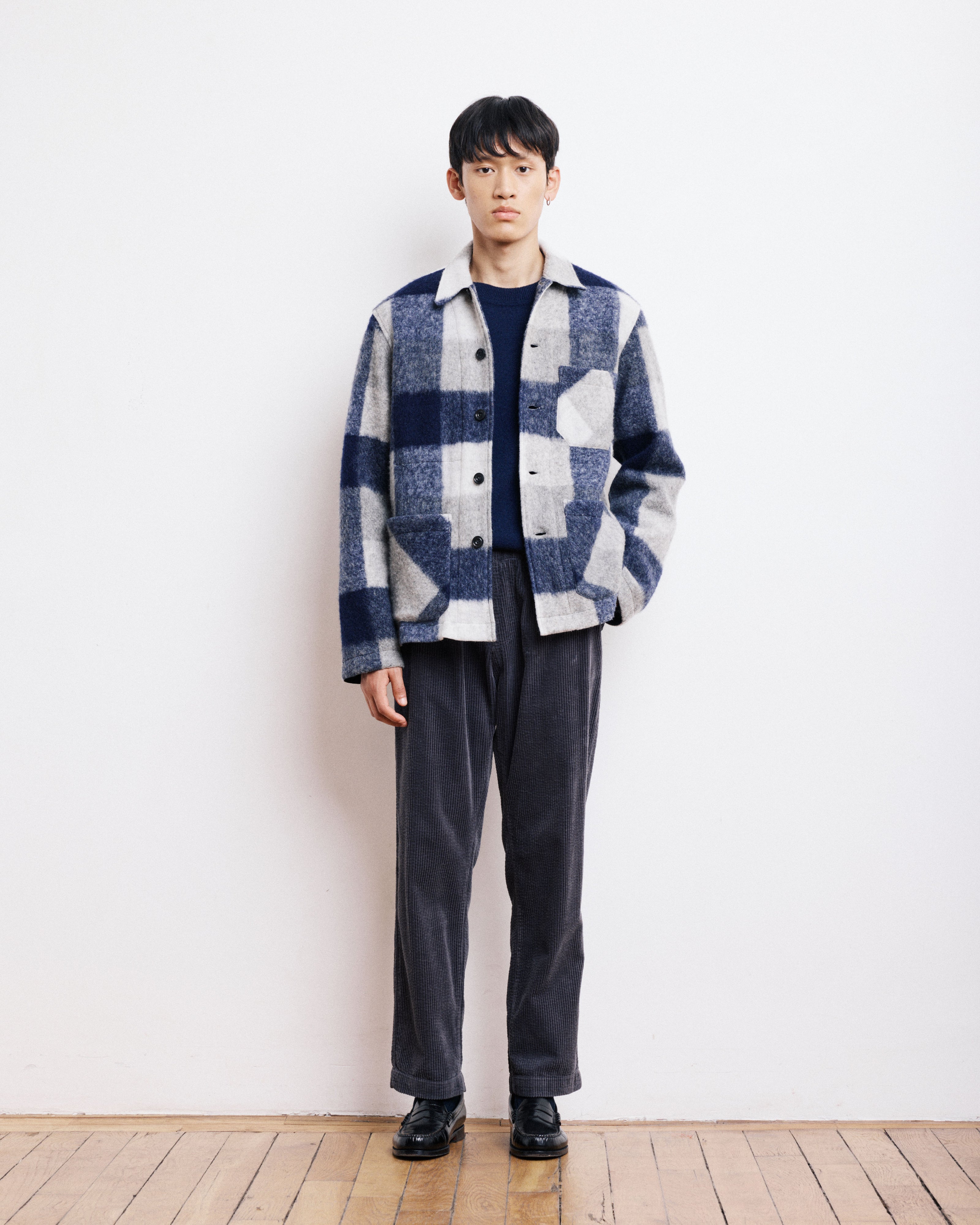 Giacca da uomo in lana A Quadri blu navy Perry