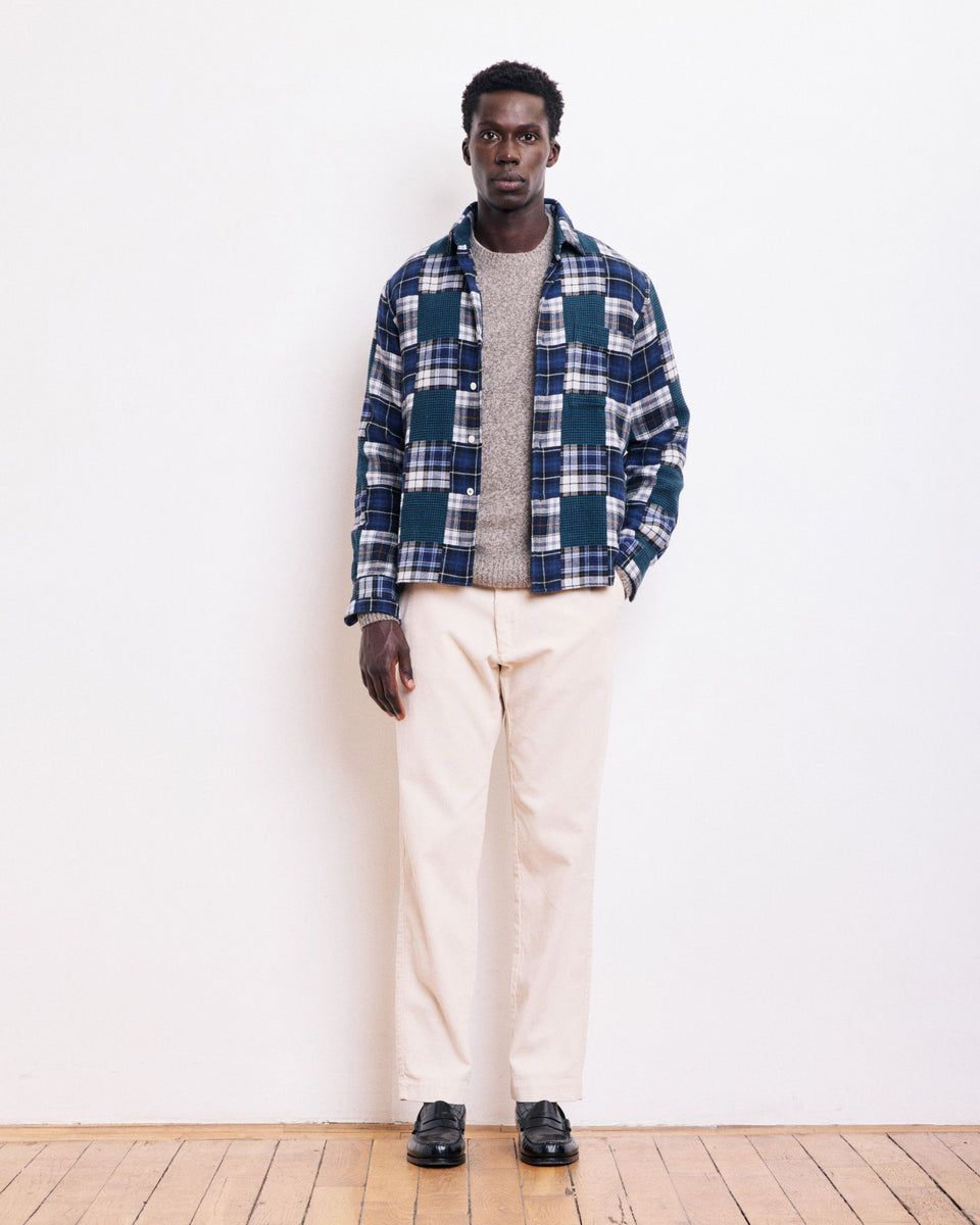 Chemise Homme en flanelle patchwork Bleu Patt - Image alternative