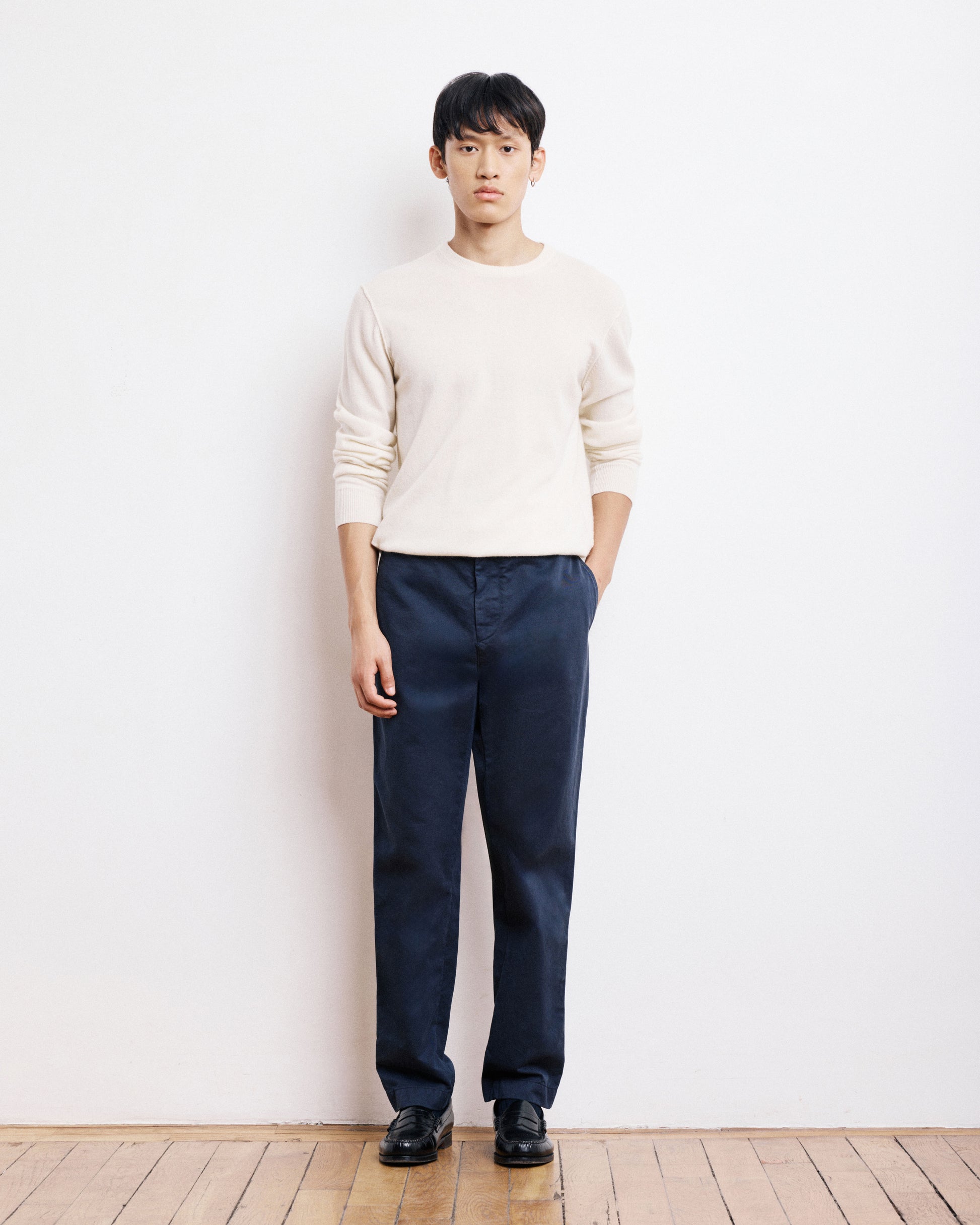 Pantalon Homme en Chino Bleu Marine Tex