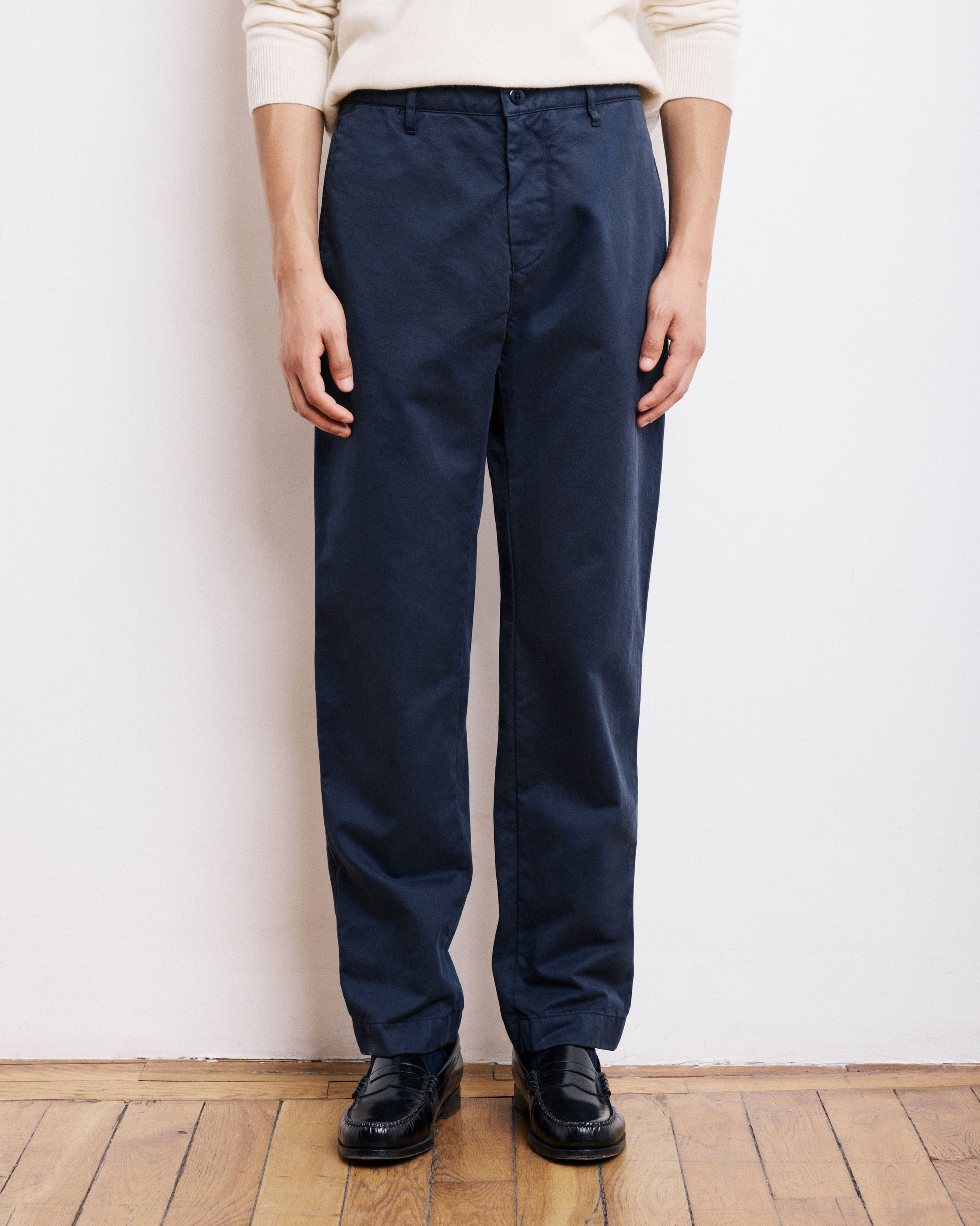 Pantalon Homme en Chino Bleu Marine Tex