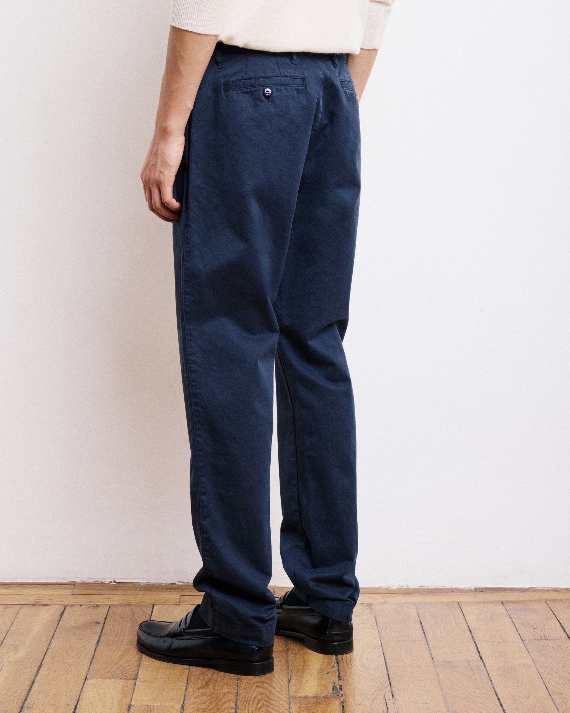 Pantalon Homme en Chino Bleu Marine Tex