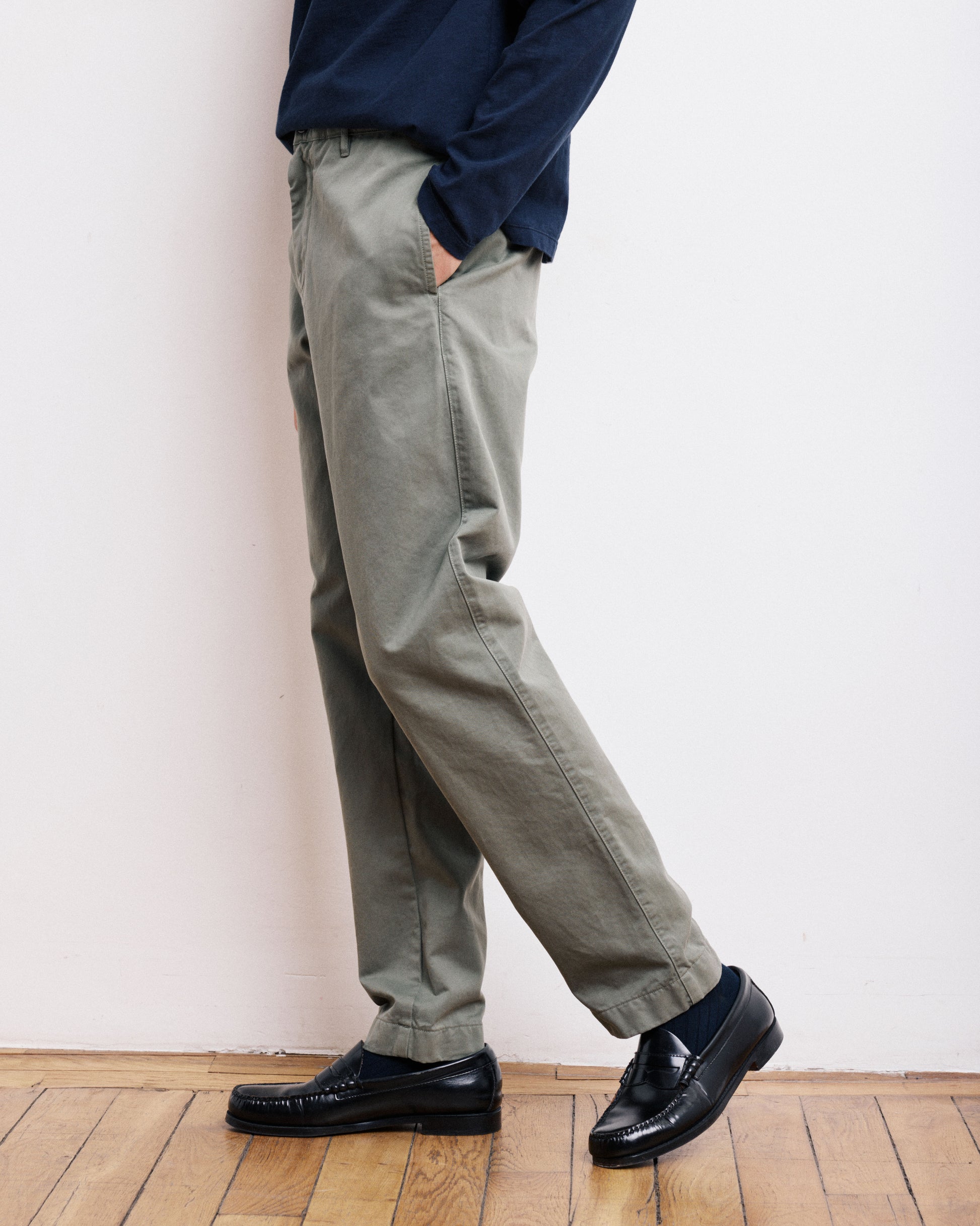 Pantaloni da uomo in Chino verde militare Tex