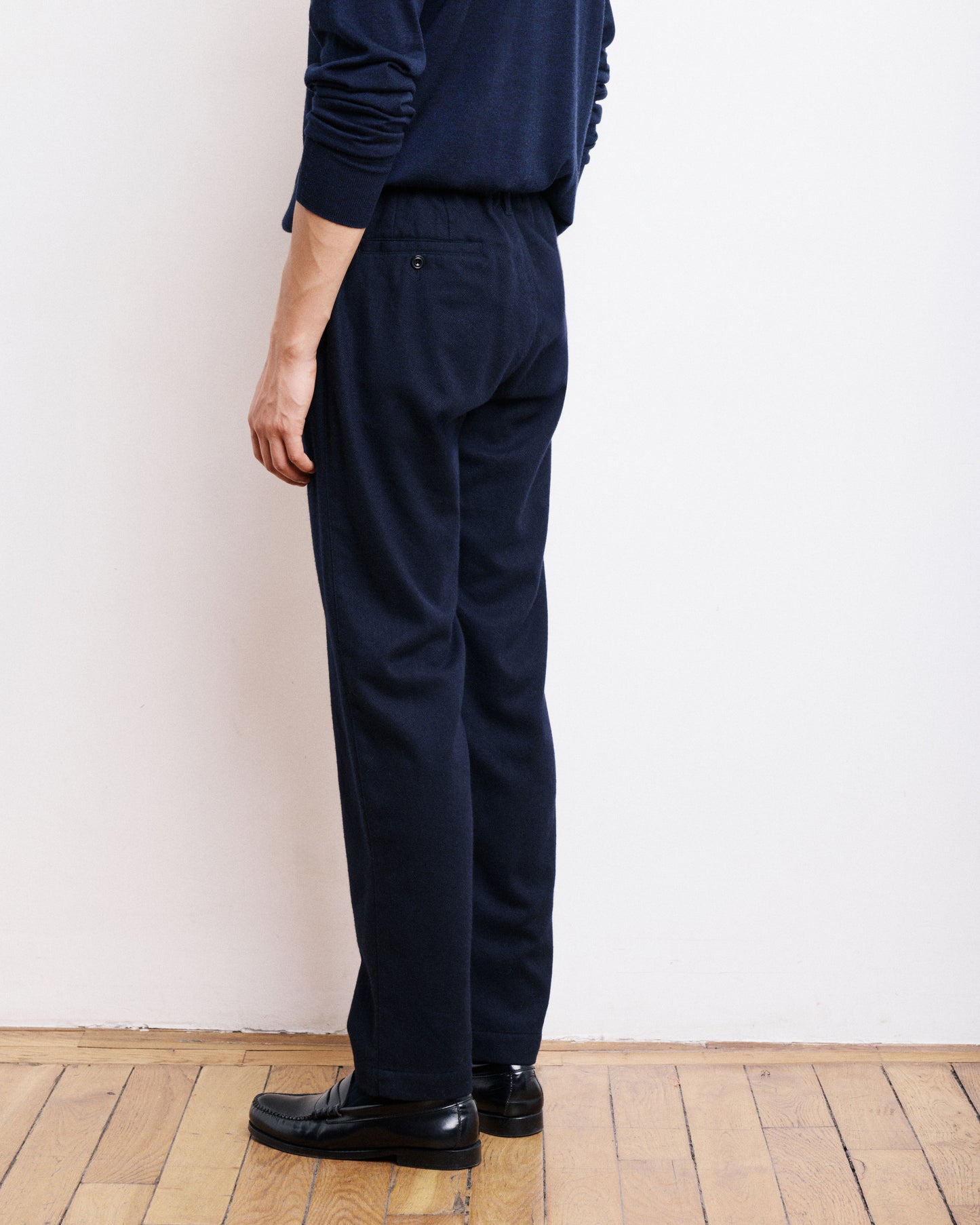 Pantalon Homme en Flanelle de Laine Bleu Marine Tanker