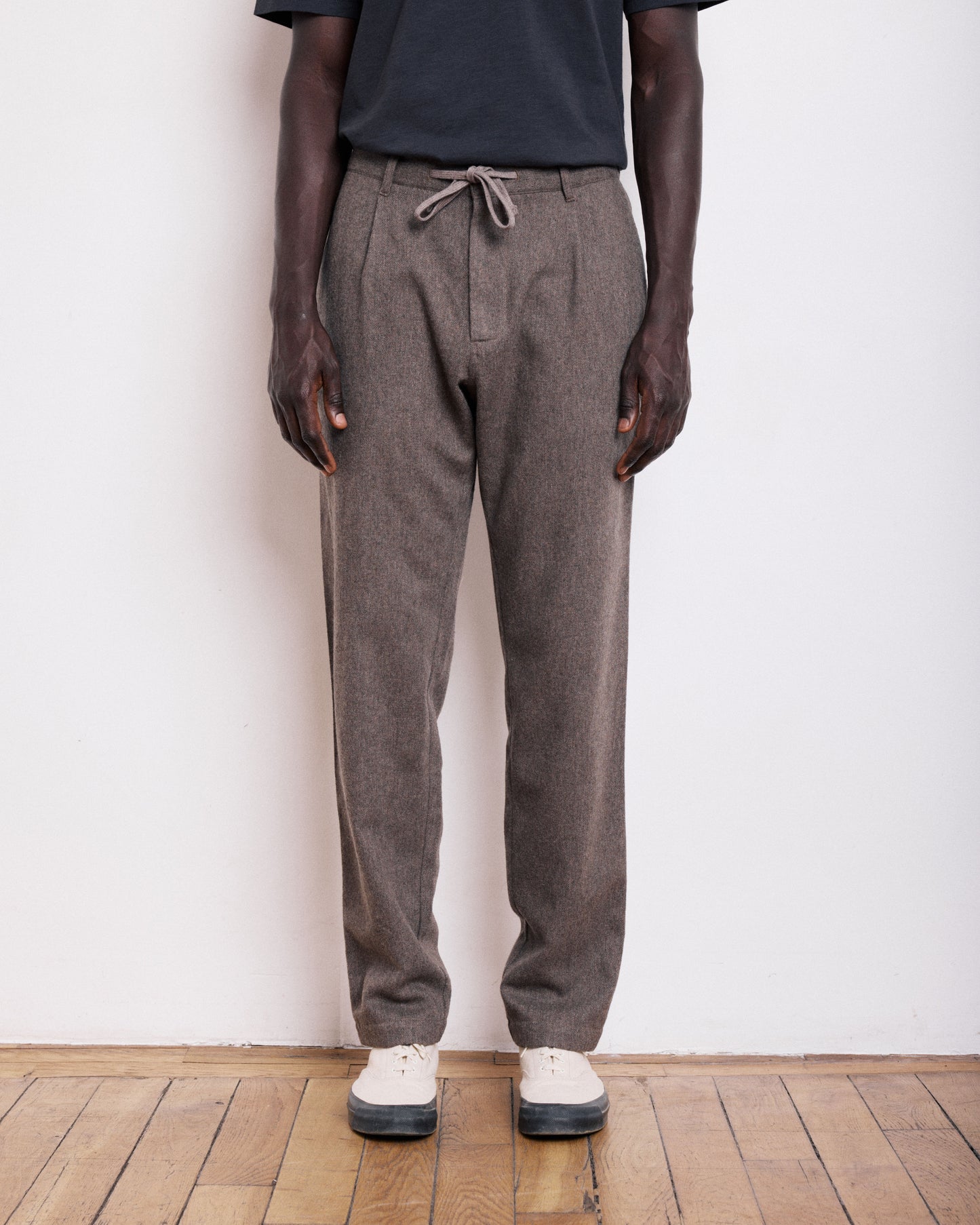 Pantalon Homme en Flanelle de Laine Taupe Tanker