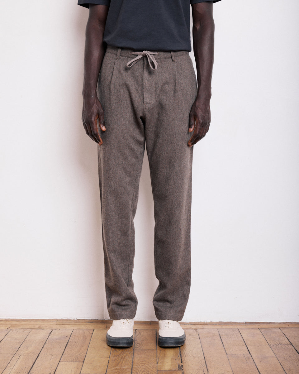 Pantalon Homme en Flanelle de Laine Taupe Tanker - Image alternative