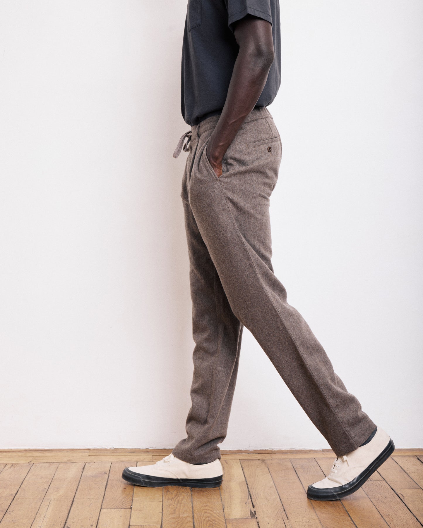 Pantalon Homme en Flanelle de Laine Taupe Tanker