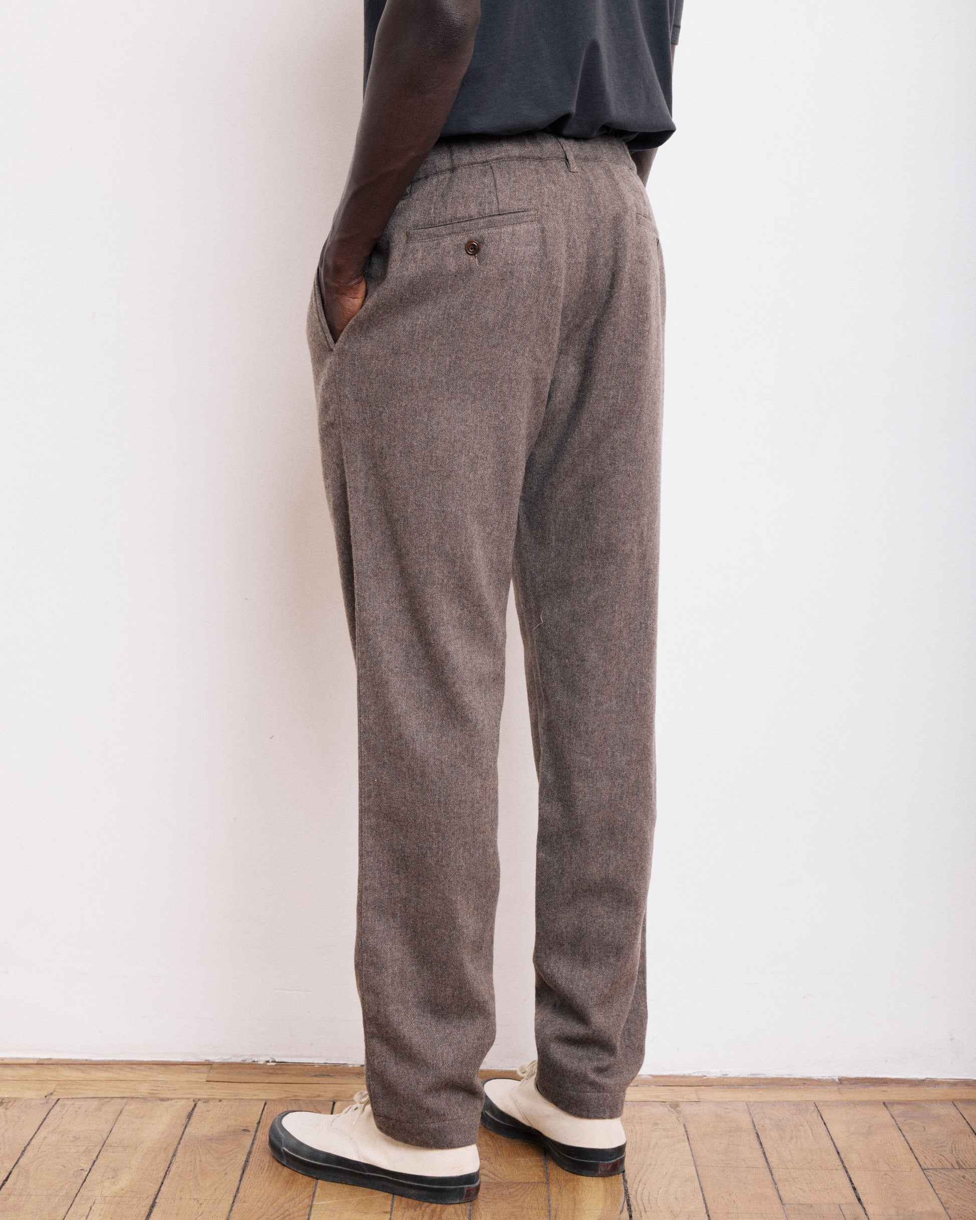 Pantalon Homme en Flanelle de Laine Taupe Tanker