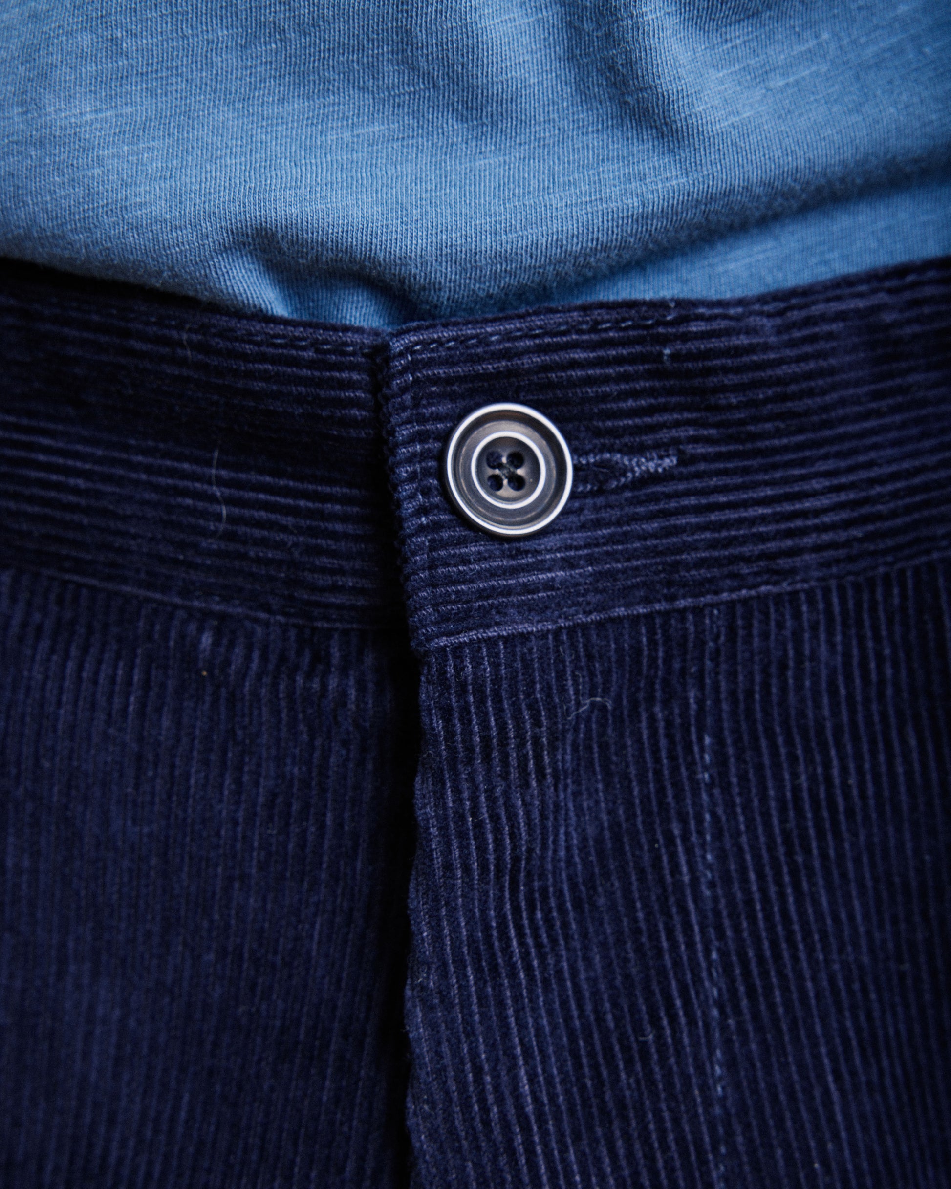 Tyron marineblauwe ribfluwelen kledingsbroek voor heren