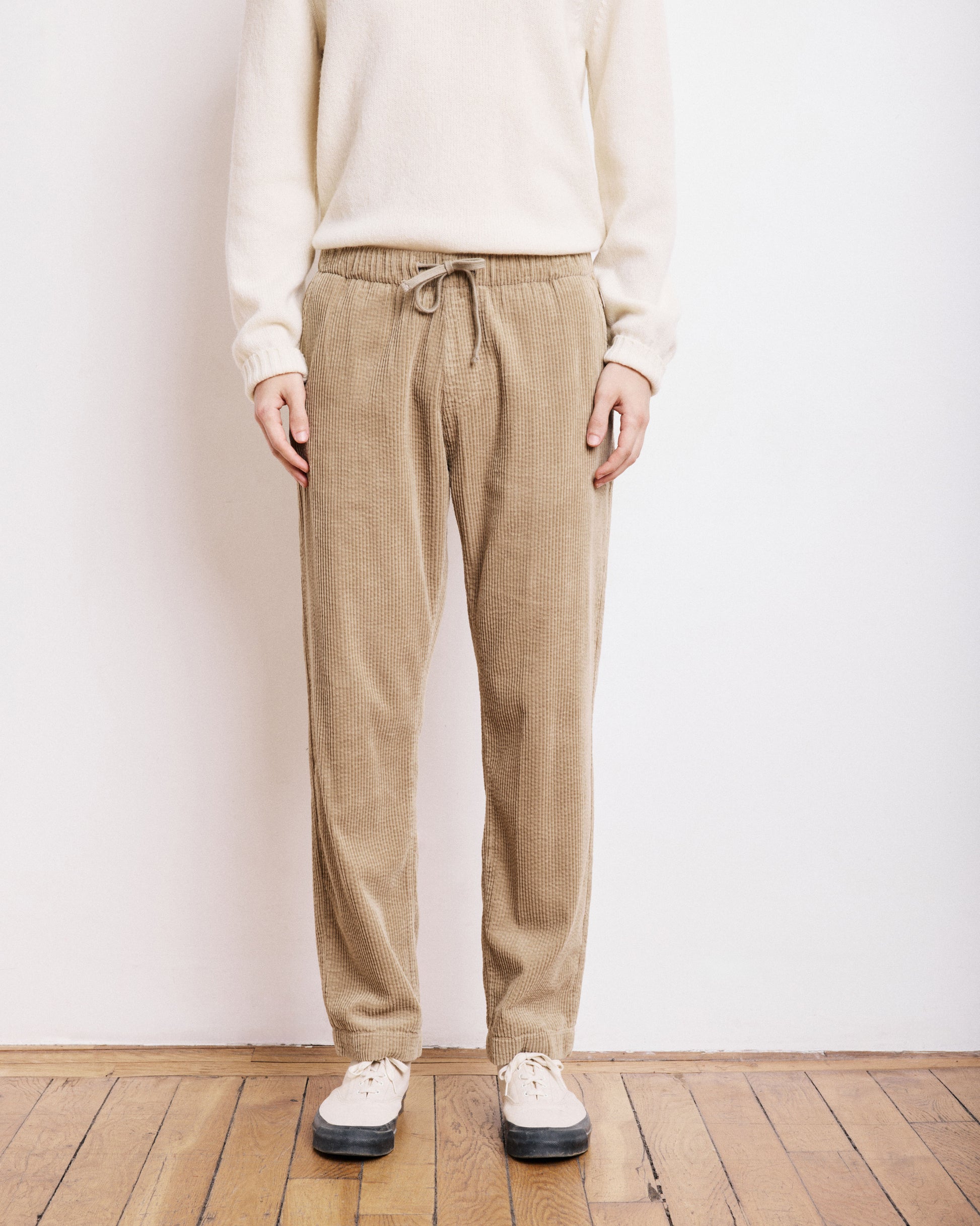 Pantalon Homme en velours cotelé seersucker Beige Joggy