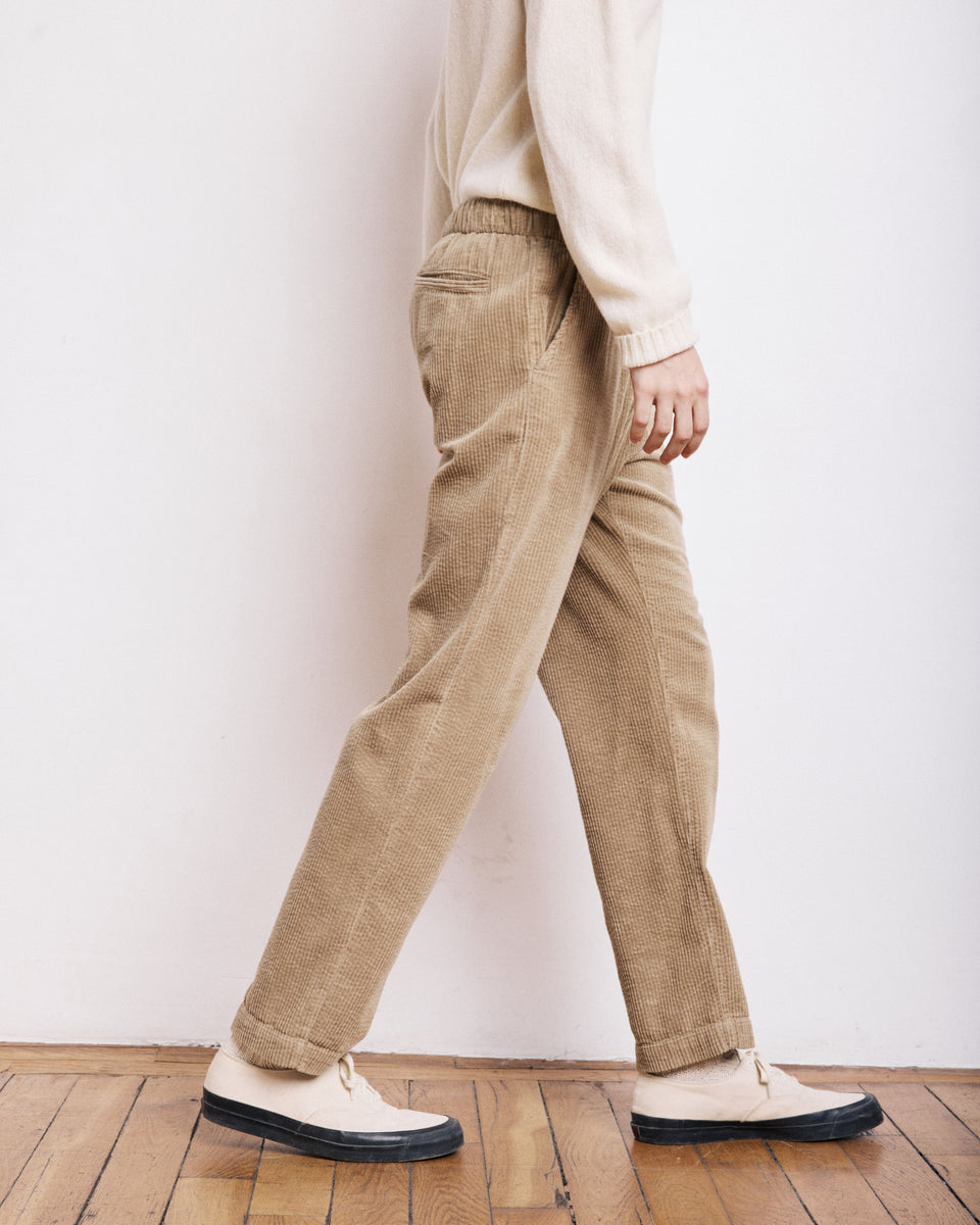 Pantalon Homme en velours cotelé seersucker Beige Joggy - Image 3