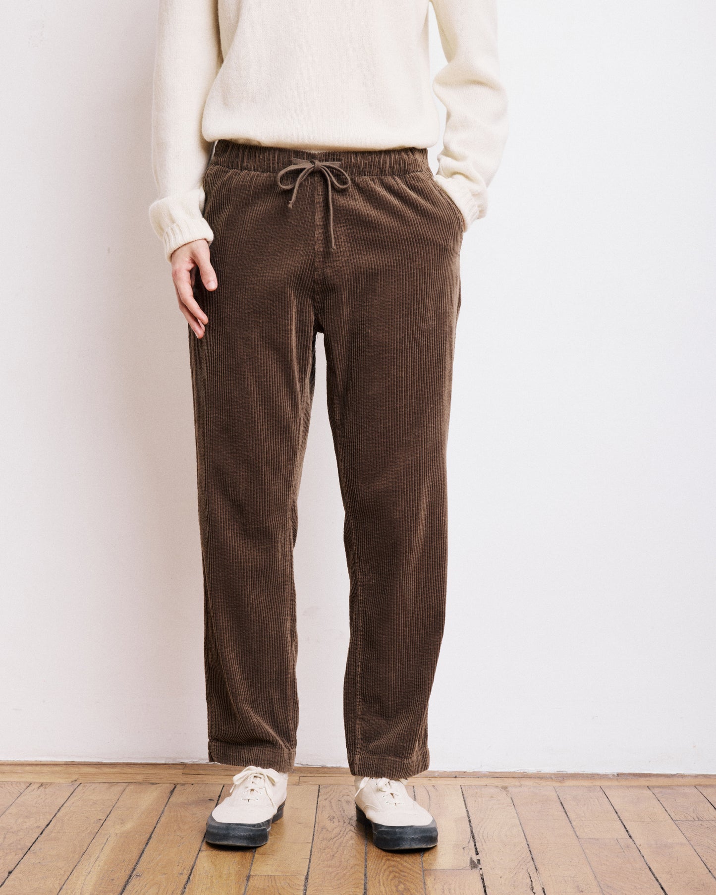 Pantalon Homme en velours cotelé seersucker Marron Joggy