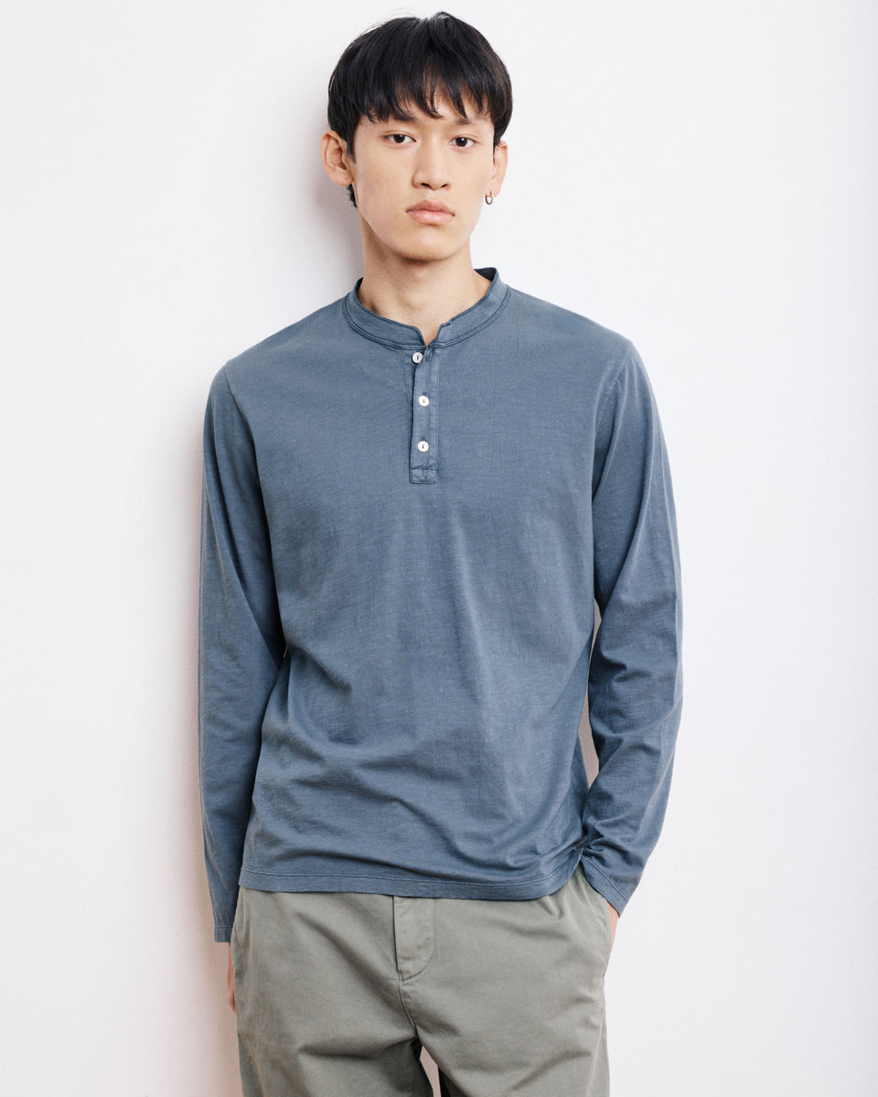 T-Shirt Homme en Coton Slub Carbone Henley - Image principale