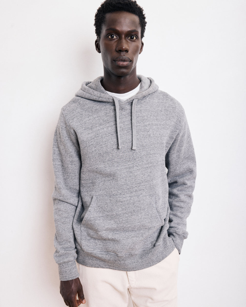 Herren-Sweatshirt mit Kapuze aus grau meliertem Molton - Image principale