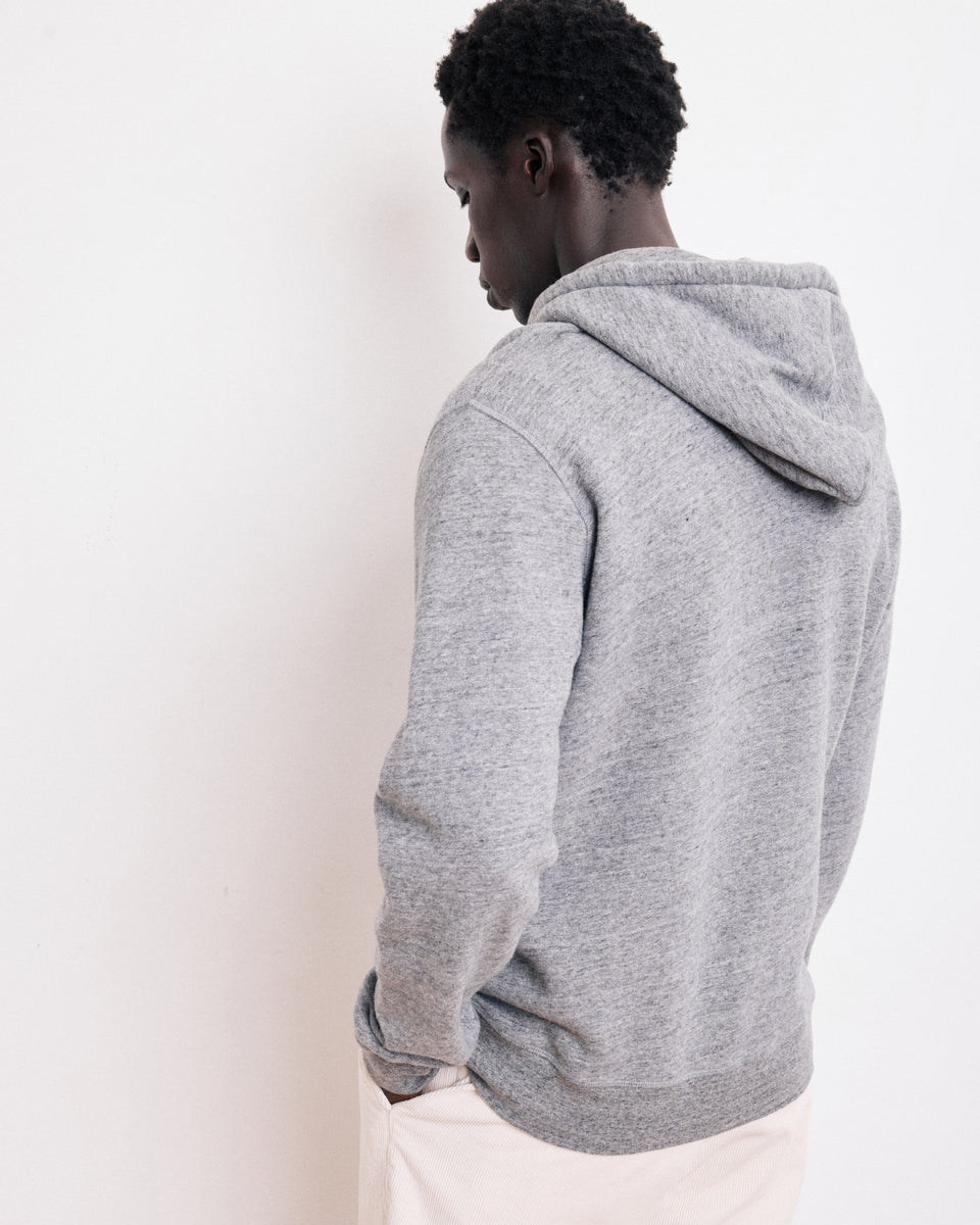 Herren-Sweatshirt mit Kapuze aus grau meliertem Molton - Image alternative