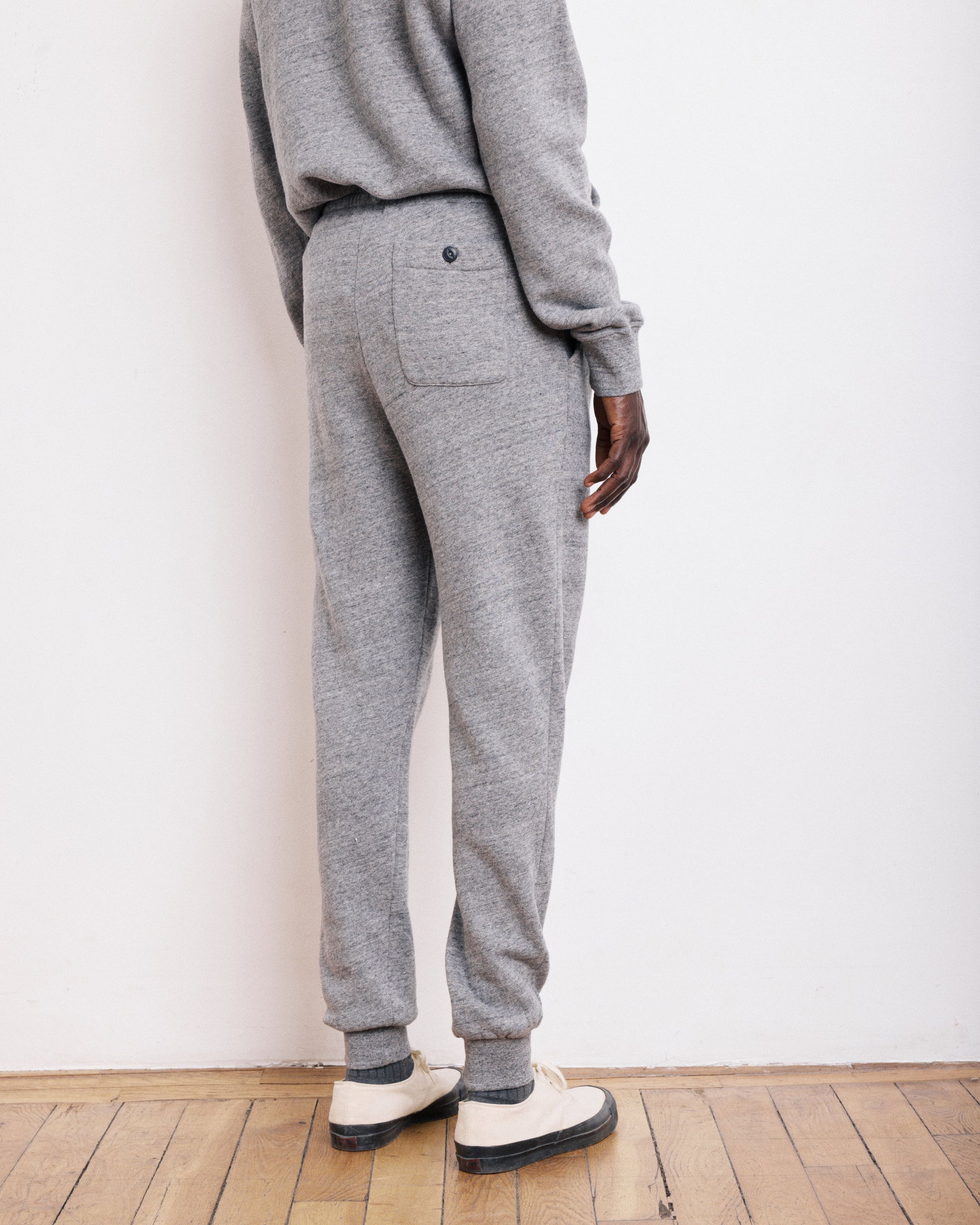 Pantalon Homme en Molleton Gris Chiné Jog