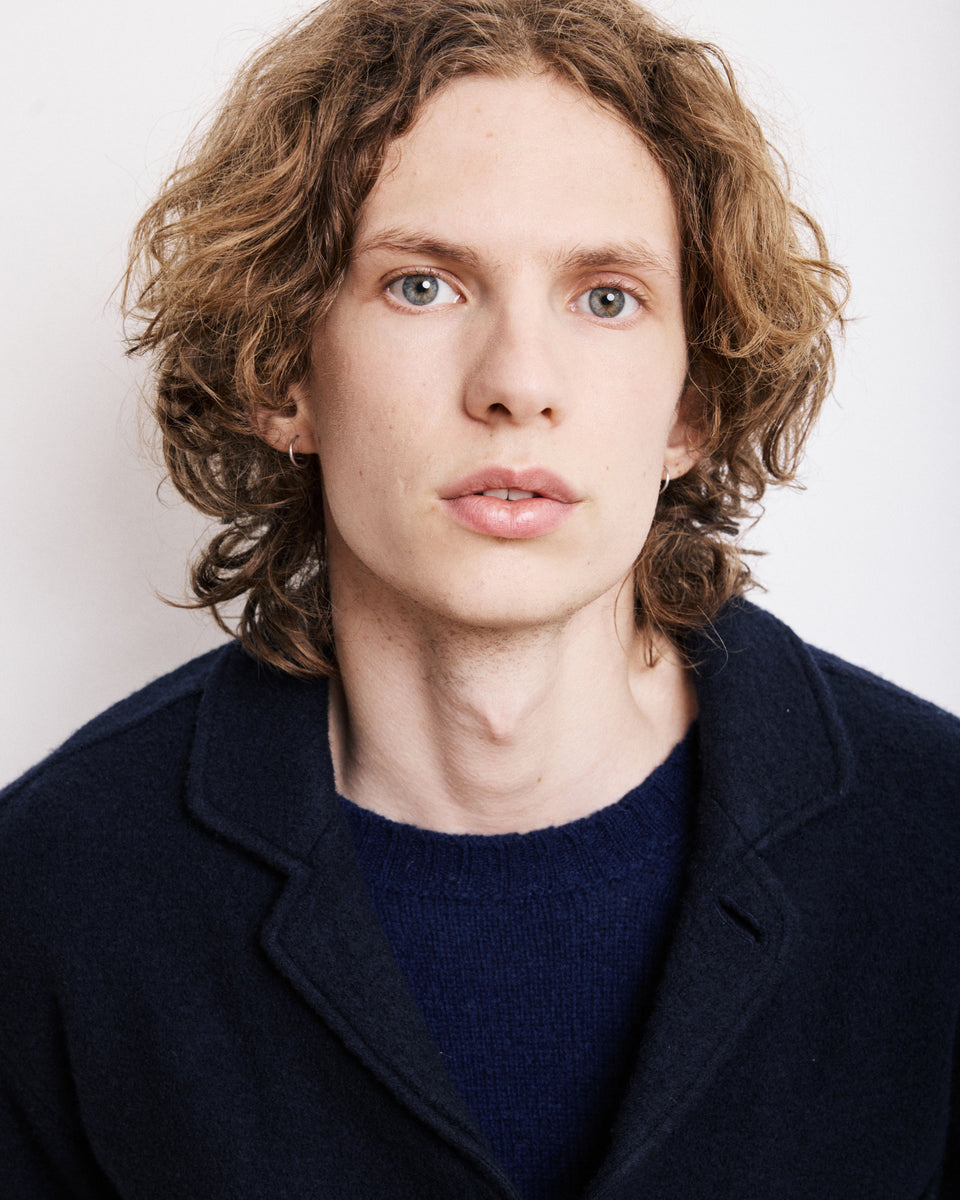 Giacca da uomo in Lana Cotta blu navy Light Jacket - Image 3